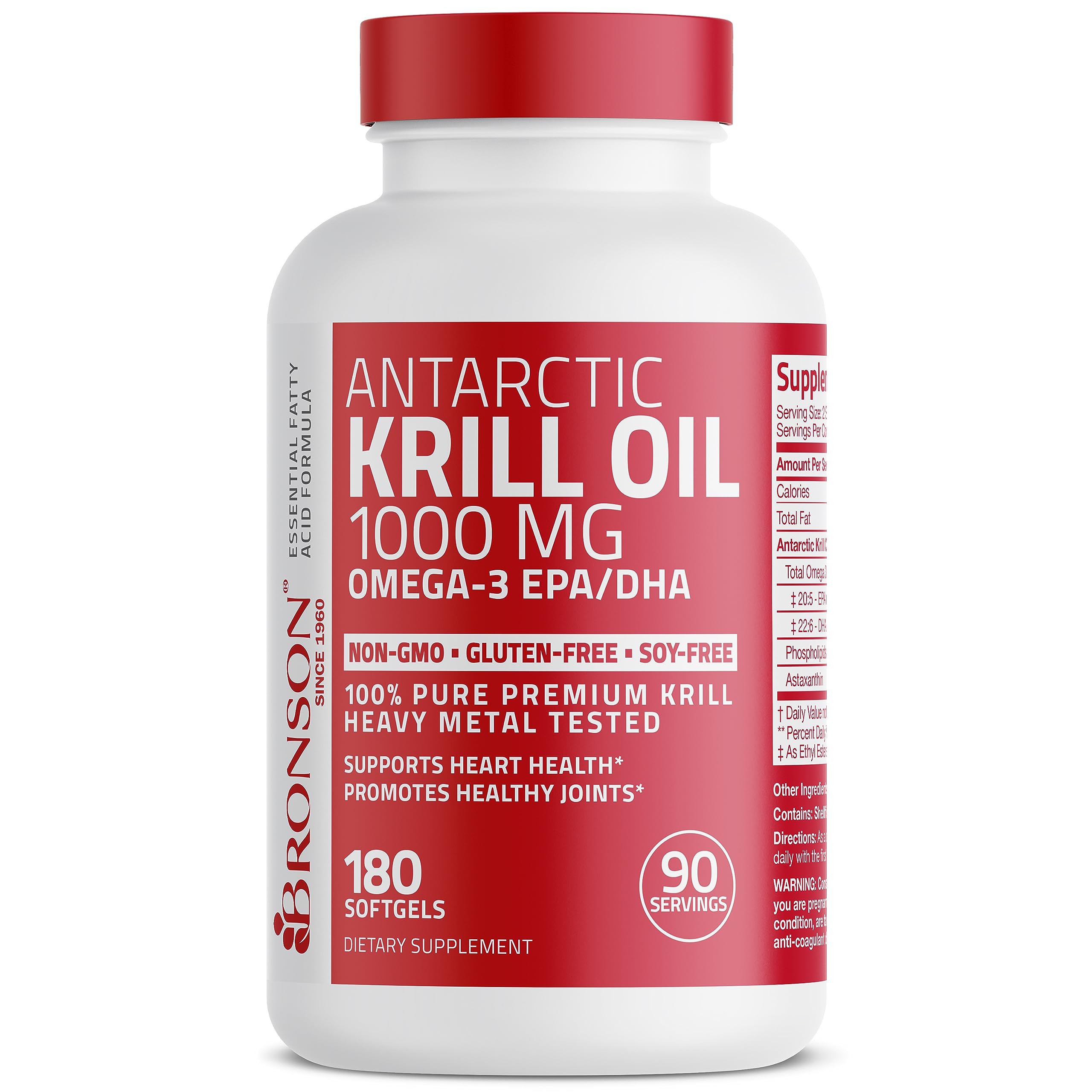 Bronson Antarctic Krill Oil 1000 mg with Omega-3s EPA, DHA, Astaxanthin and Phospholipid BronsonUS supplements