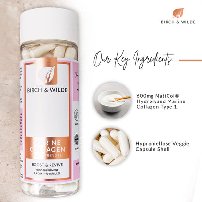 Marine Collagen Peptides Capsules - Hydrolyzed Collagen Supplements for Women & Men BIRCH & WILDEUS supplements