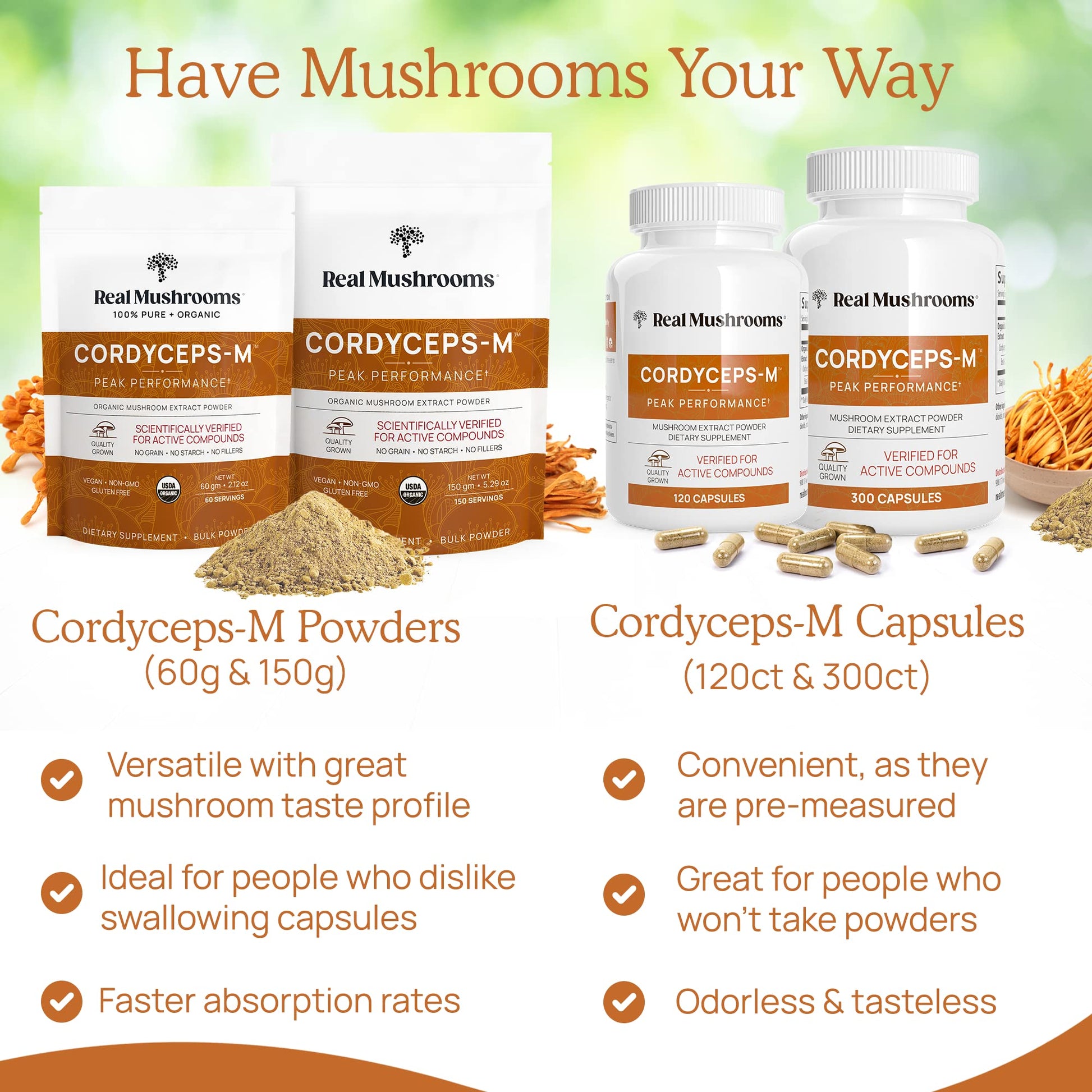Real Mushrooms Cordyceps Capsules - Performance Mushroom Extract Supplement Real MushroomsAu supplements
