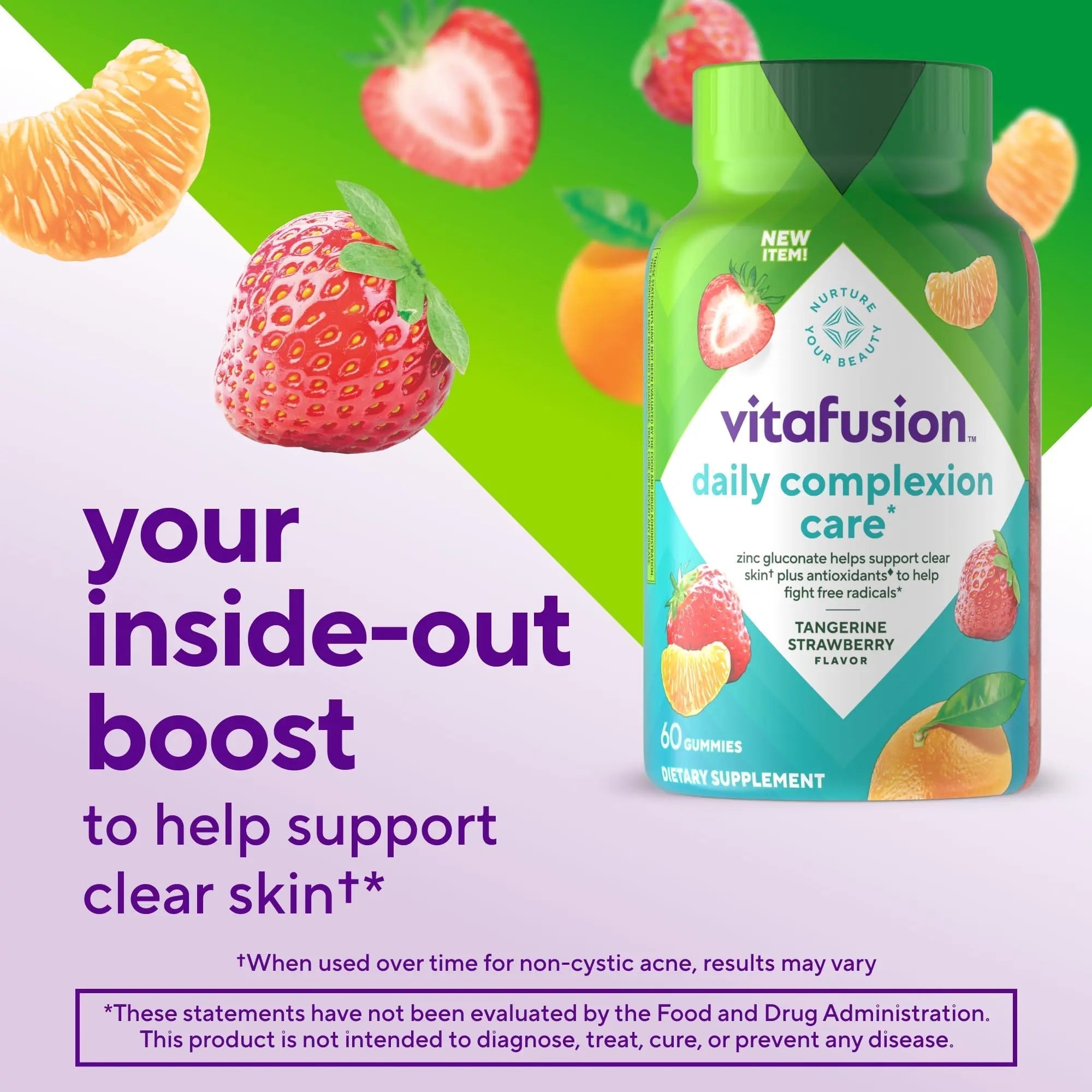 vitafusion Daily Complexion Care (1), Beauty Supplement Helps Support Clear Skin (1) (2) with Zinc Gluconate, Plus Vitamins E & C VitafusionAu supplements