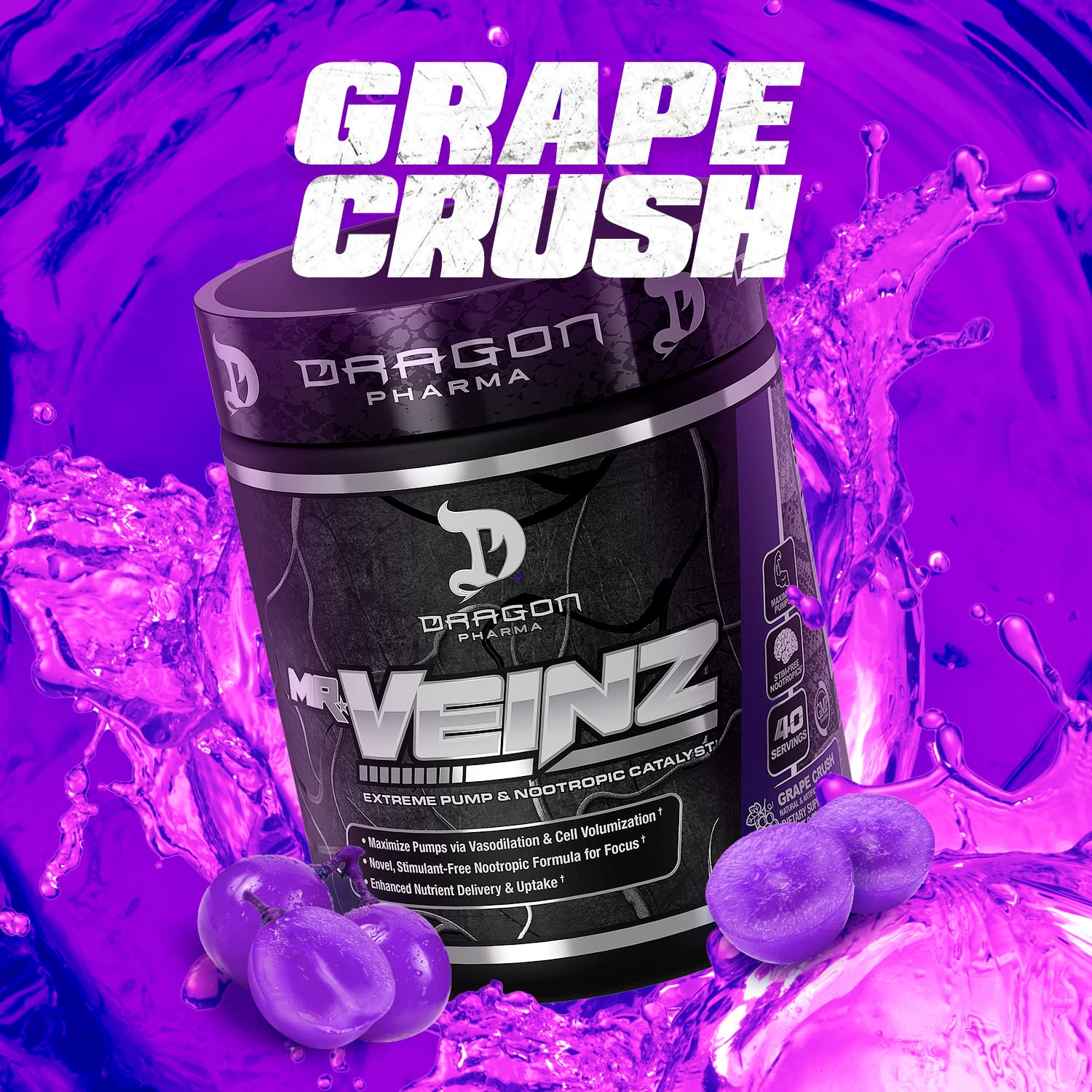 DRAGON PHARMA Mr. Veinz Stim Free Pre-Workout, Extreme Pump & Nootropic Catalyst DRAGON PHARMAAu supplements