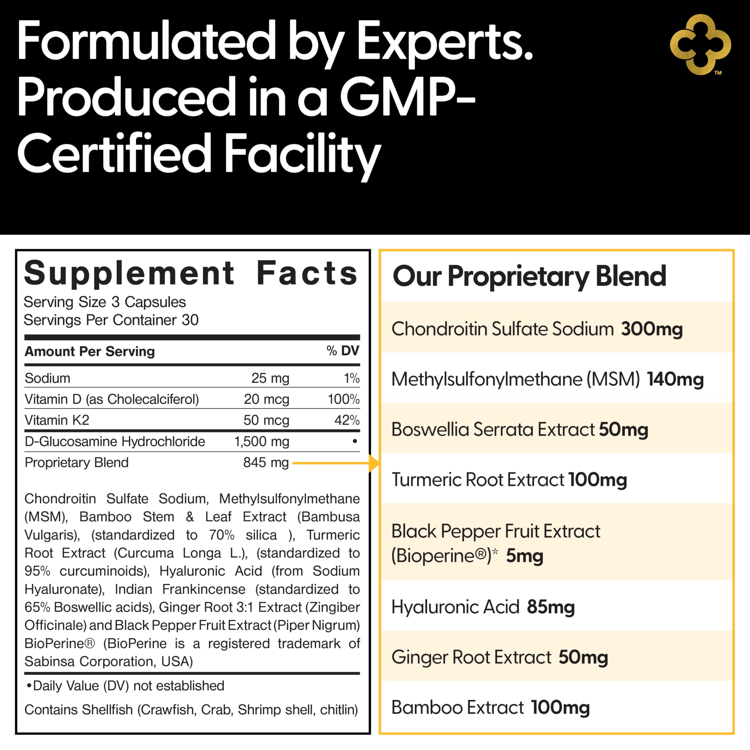 Campio Glucosamine Chondroitin MSM All-in-One Joint Support Supplement Turmeric, Hyaluronic Acid, Boswellia, Ginger Root, Bamboo, BioPerine, Black Pepper, Supports Joint Health & Flexibility 90 Count CampioAu supplements