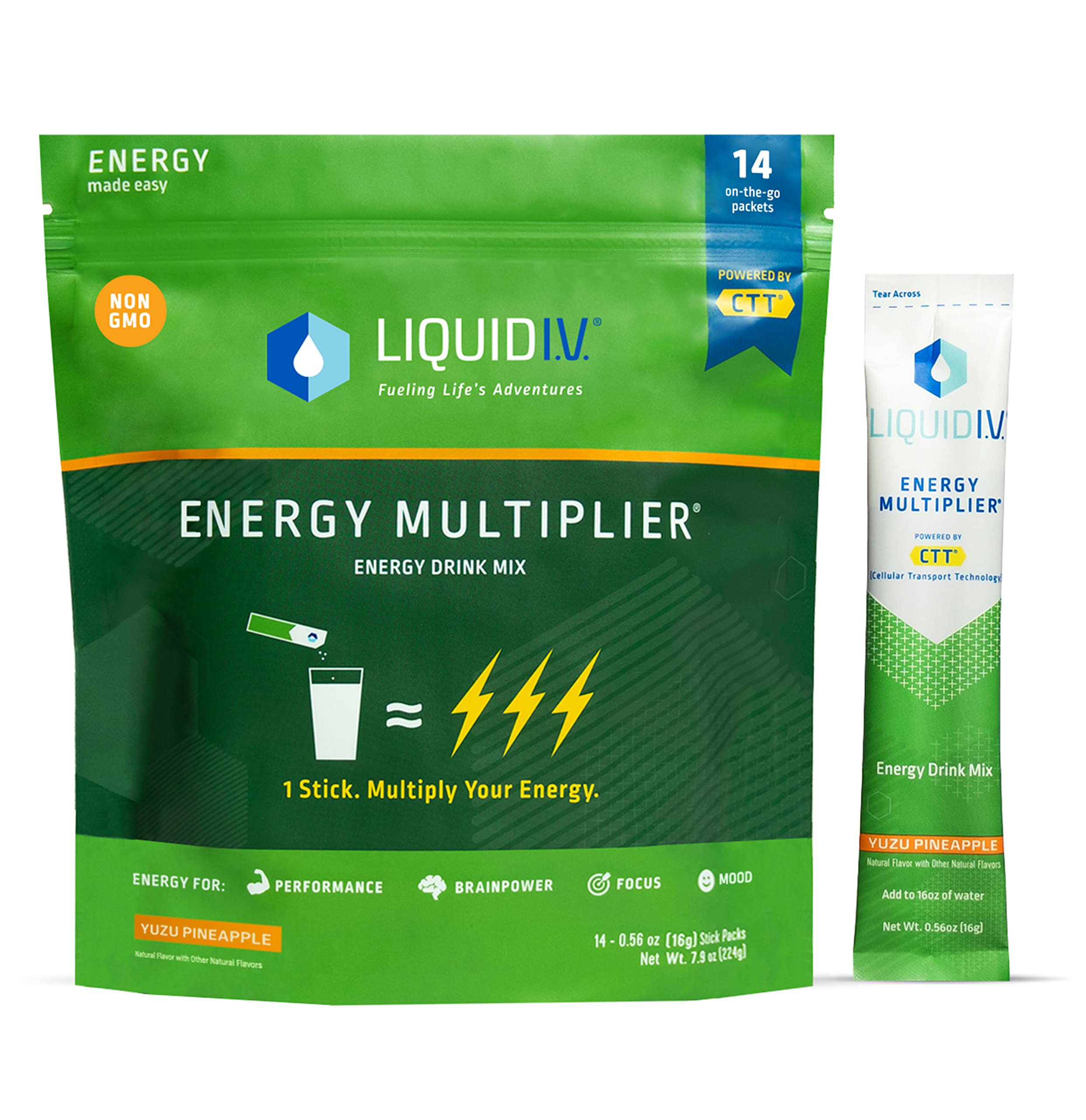 Liquid I.V. Hydration + Energy Multiplier - Yuzu Pineapple - Hydration Powder Packets Liquid I.V.Au supplements