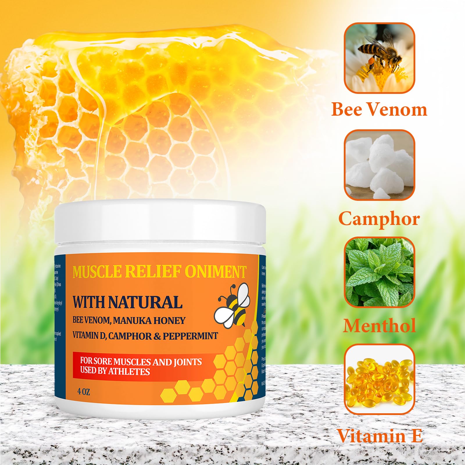Beeswax and Honey Fast Acting Joint Muscle Bone Cream, Immediate Help for Back, Neck, Hand, Feet, Knee, Shoulder, Topical, Nerve, Plantar, Ankle, Foot Discomfort, Natural Added YOKOBBYESAu supplements