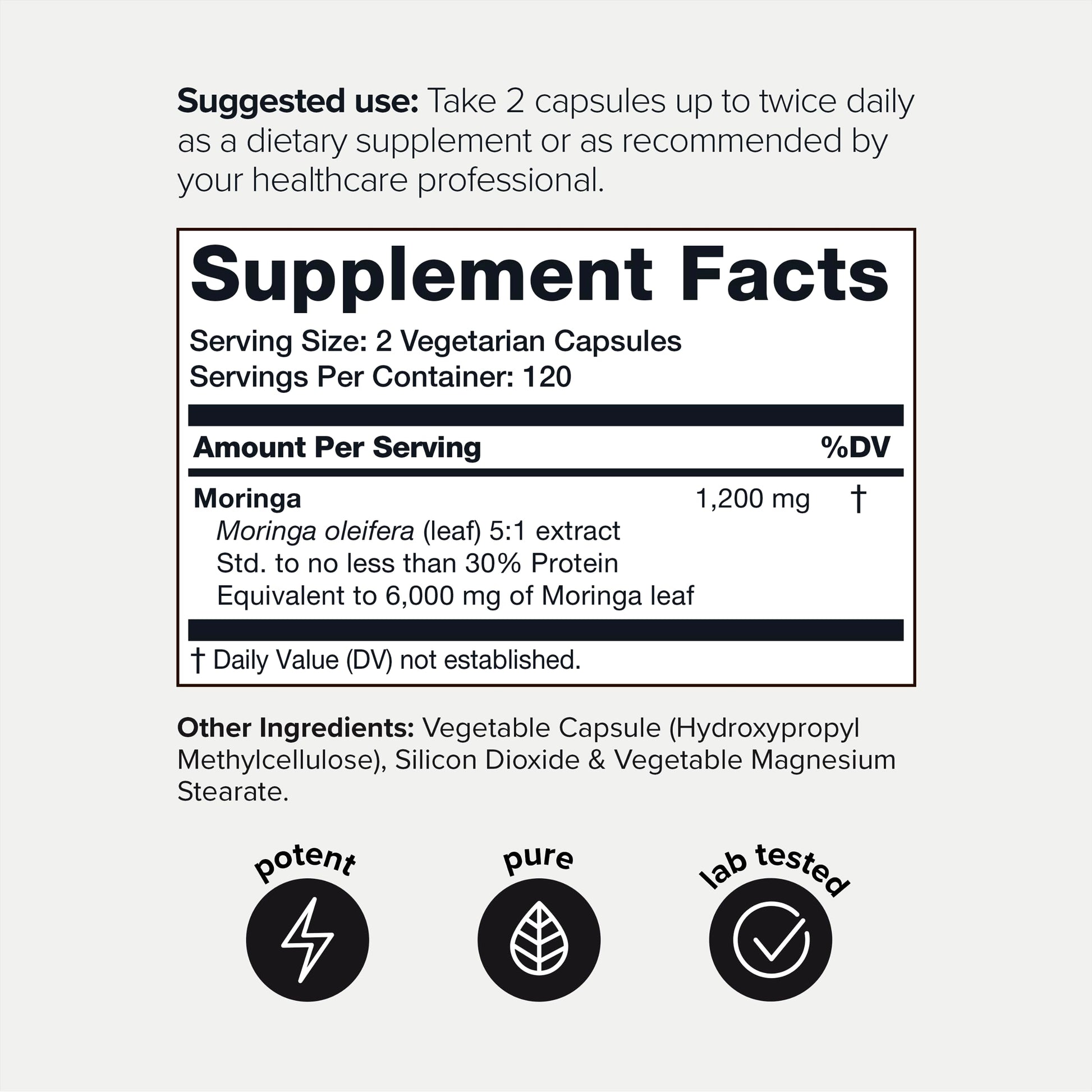 Highly Potent Full Spectrum Indian Moringa Extract - 30% Third-Party Tested Protein ToniiqUS supplements