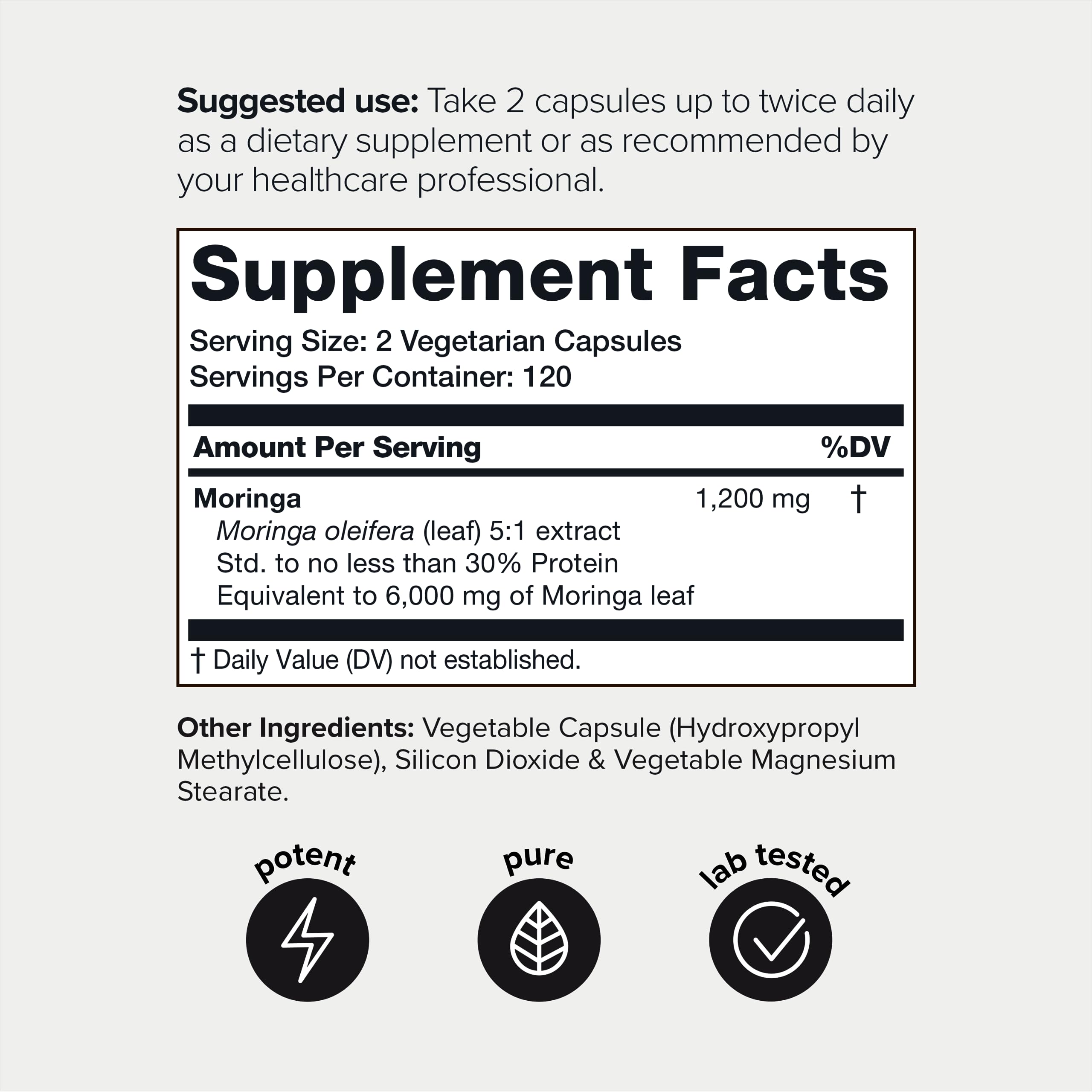 Highly Potent Full Spectrum Indian Moringa Extract - 30% Third-Party Tested Protein ToniiqUS supplements
