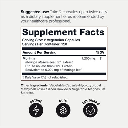 Highly Potent Full Spectrum Indian Moringa Extract - 30% Third-Party Tested Protein ToniiqUS supplements