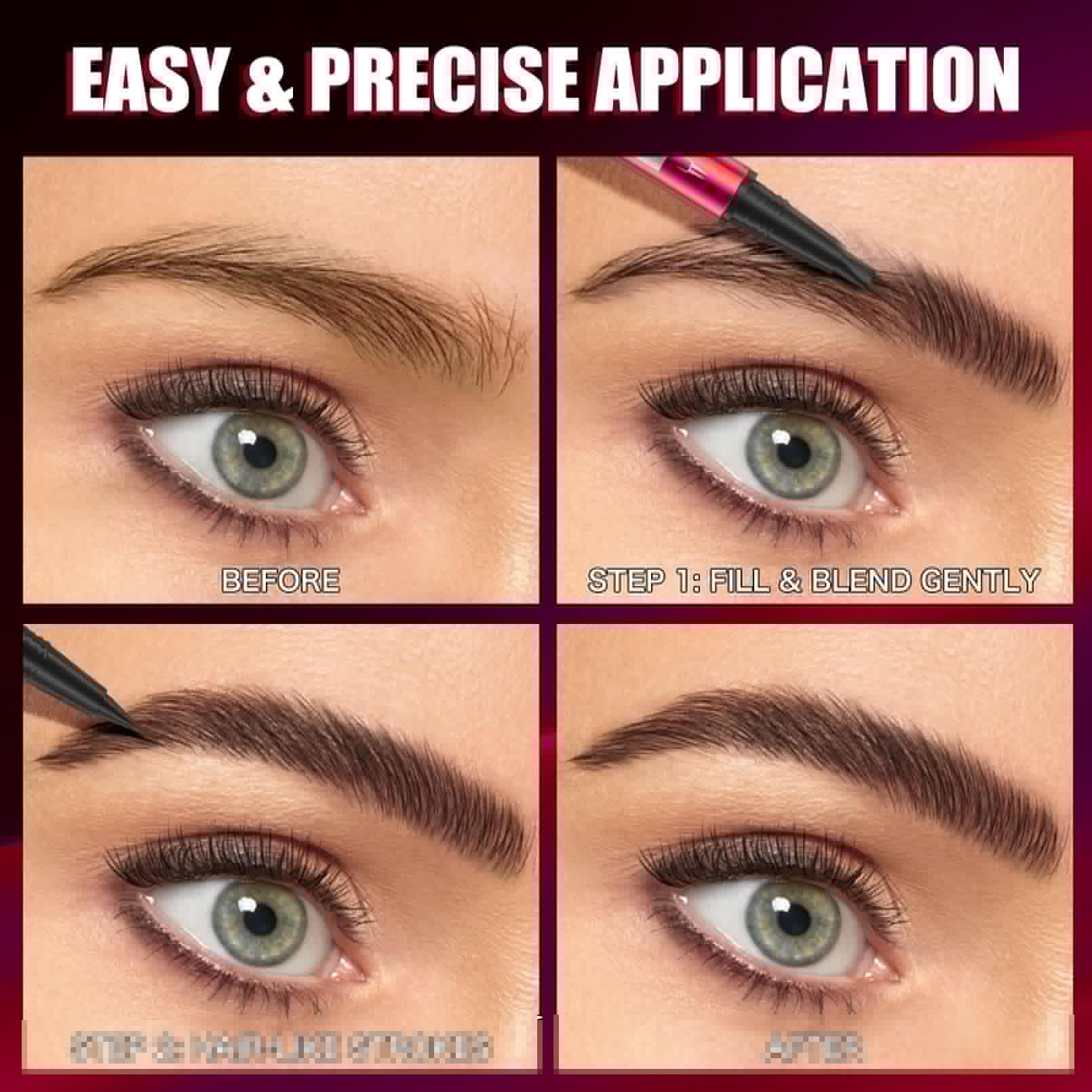 YuLinLon Double-Headed Brow Pen, Ultra-Precise Hair-Like Strokes, Long-Lasting Waterproof Makeup, Available in 5 Natural Shades (3#Dark Brown) YulinlonAu supplements
