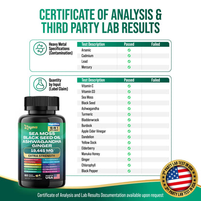Zoyava Sea Moss 16-in-1 Blend 19,445 MG (60 Caps) and Colostrum 8-in-1 5,250 MG ZoyavaUS supplements