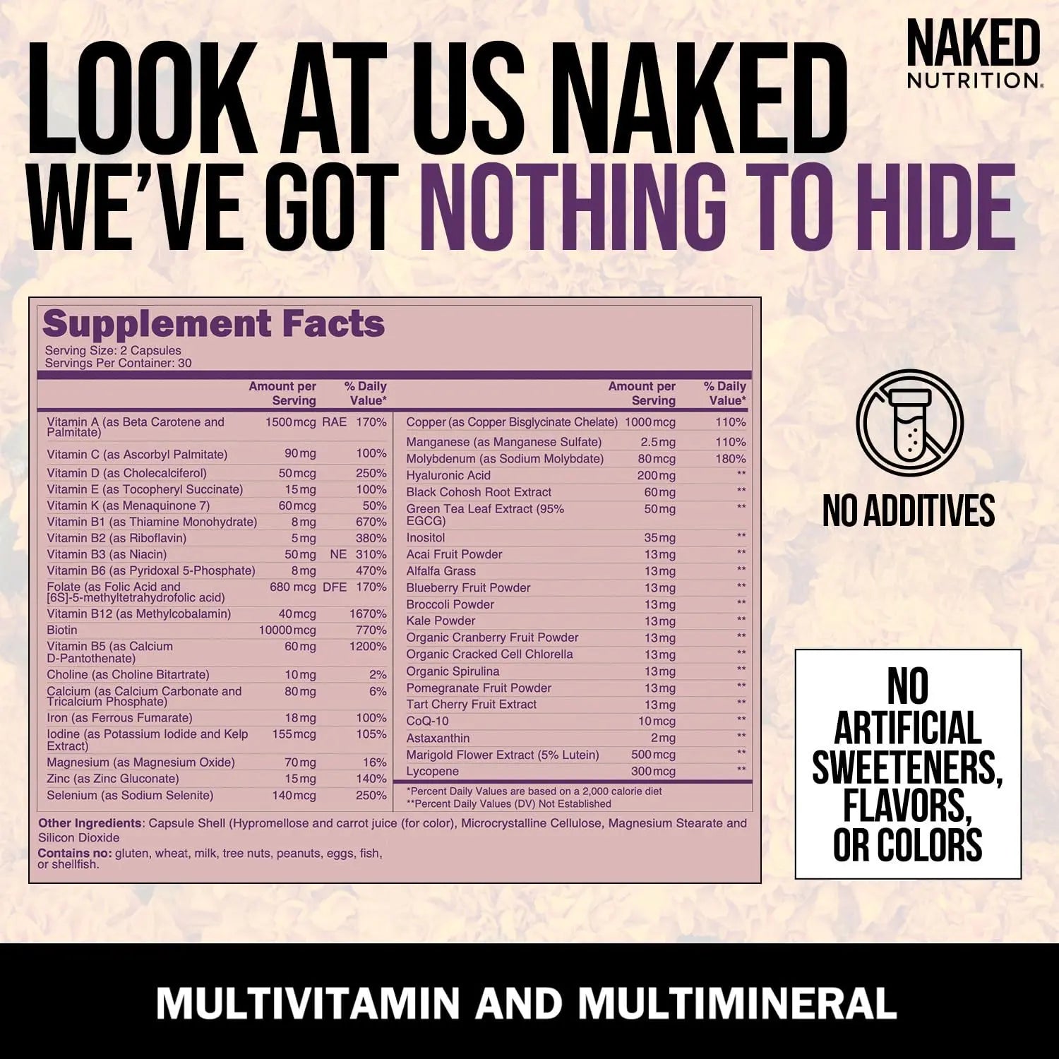 NAKED Nutrition Women's Multi - Daily Multivitamin - Vitamins A, C, E, Selenium, Zinc, Fruit and Super Green Extracts, to Boost Immune Support NAKEDAu supplements