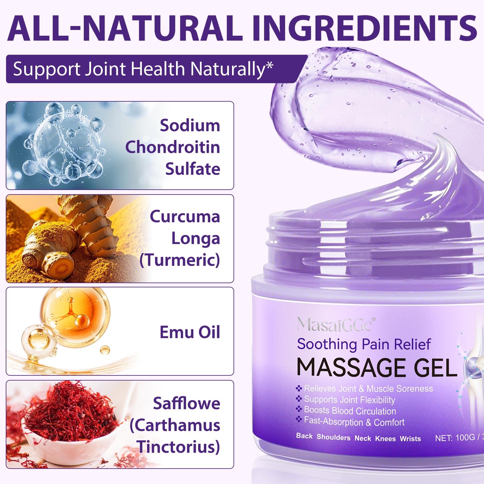 Soothing Massage Gel - Joint Massage Purple Gel, Natural Ingredients & Fast-Absorbing for Soothing Joint, Shoulder, Knee, Back & Muscle Stiffness GTZSXNPAu supplements