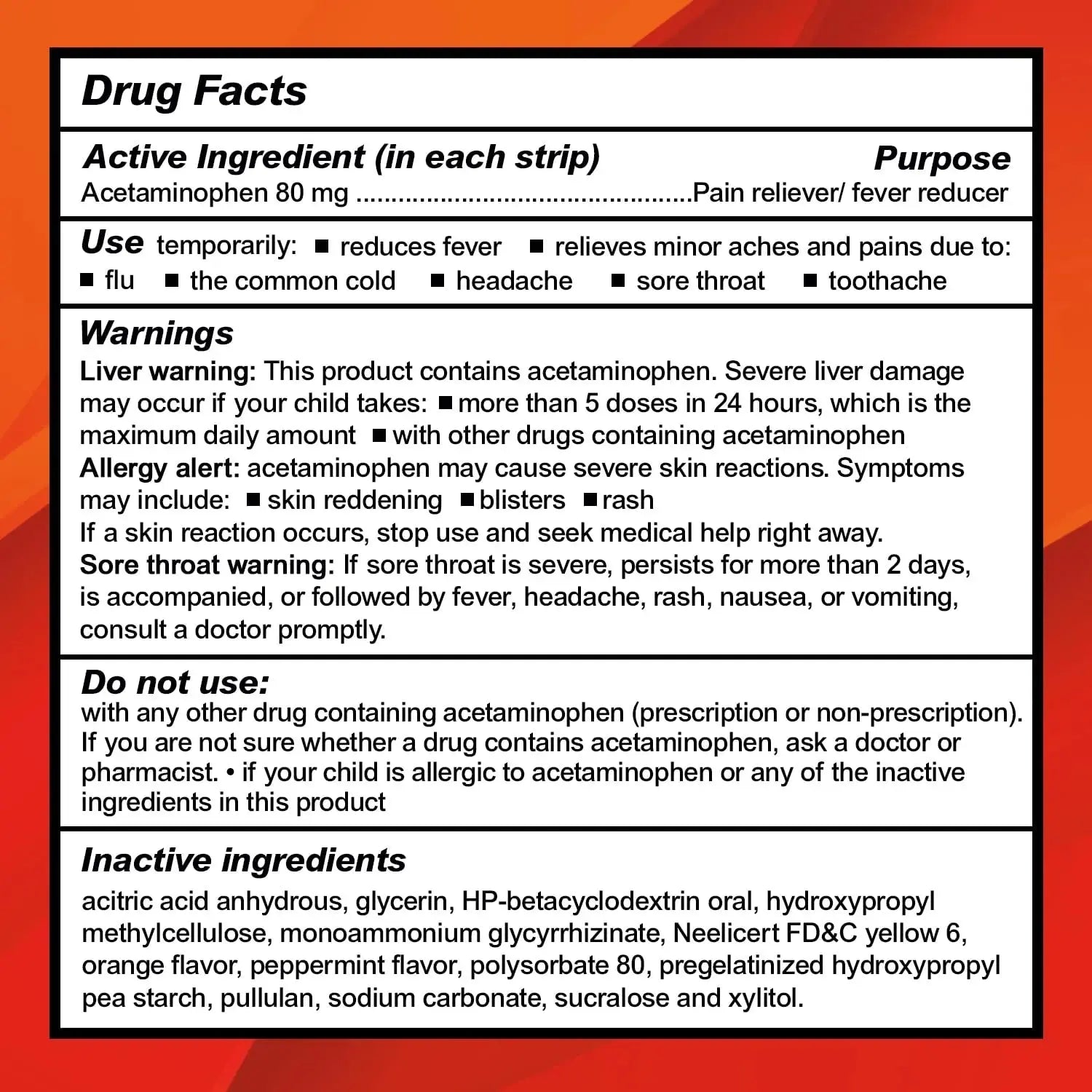 CALMOUR Children's Acetaminophen 36 Strips | Pain Reliever & Fever Reducer | Fast-Acting Support for Cold & Flu Symptoms | Oral Chewable Strips for Kids Ages 2-9 | Travel Size, Orange Flavor CALMOURAu supplements
