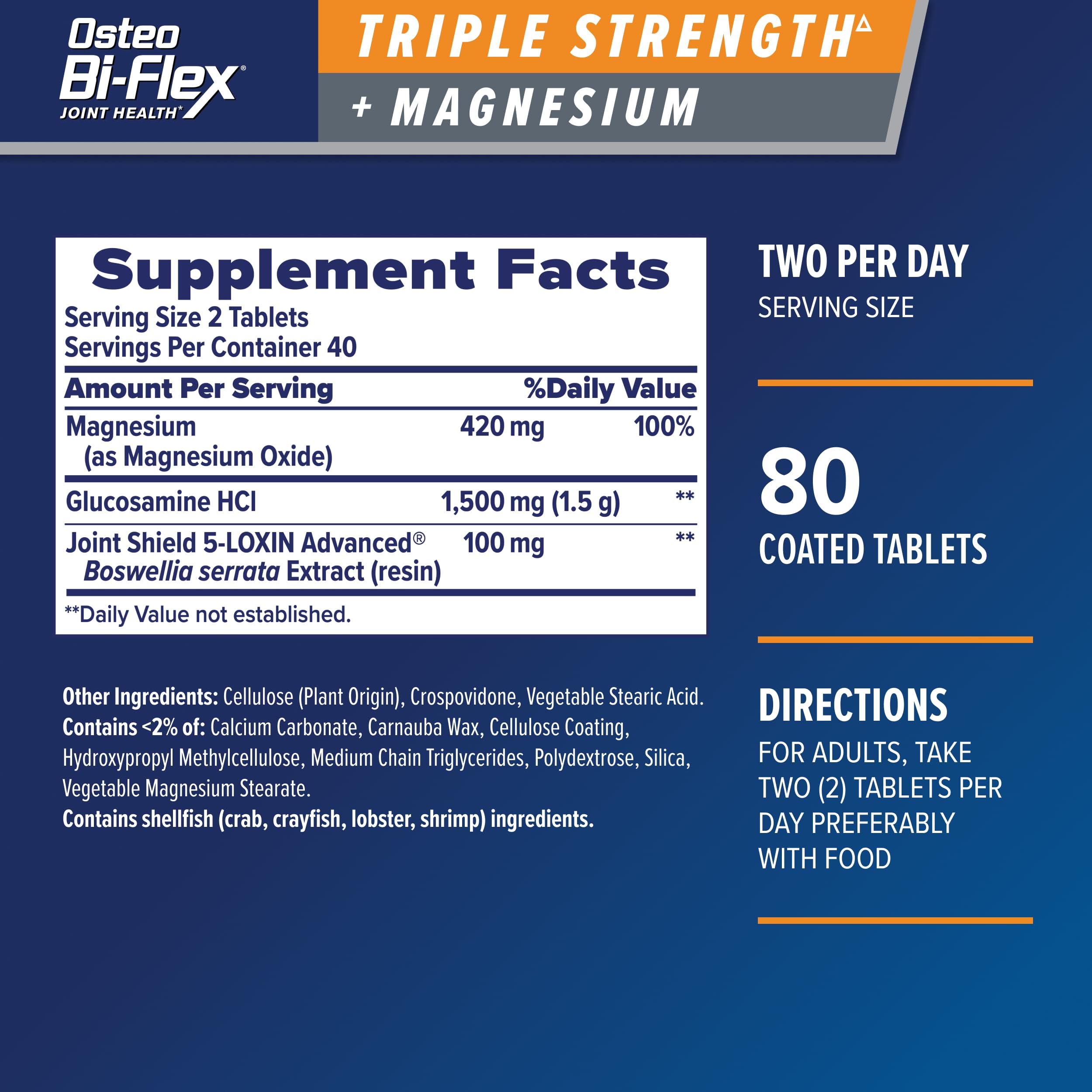 Osteo Bi-Flex Triple Strength Glucosamine Supplement with Magnesium, Improve Joint Function, Helps Leg Cramps and Muscle Function, 80 Coated Tablets Osteo Bi-FlexAu supplements