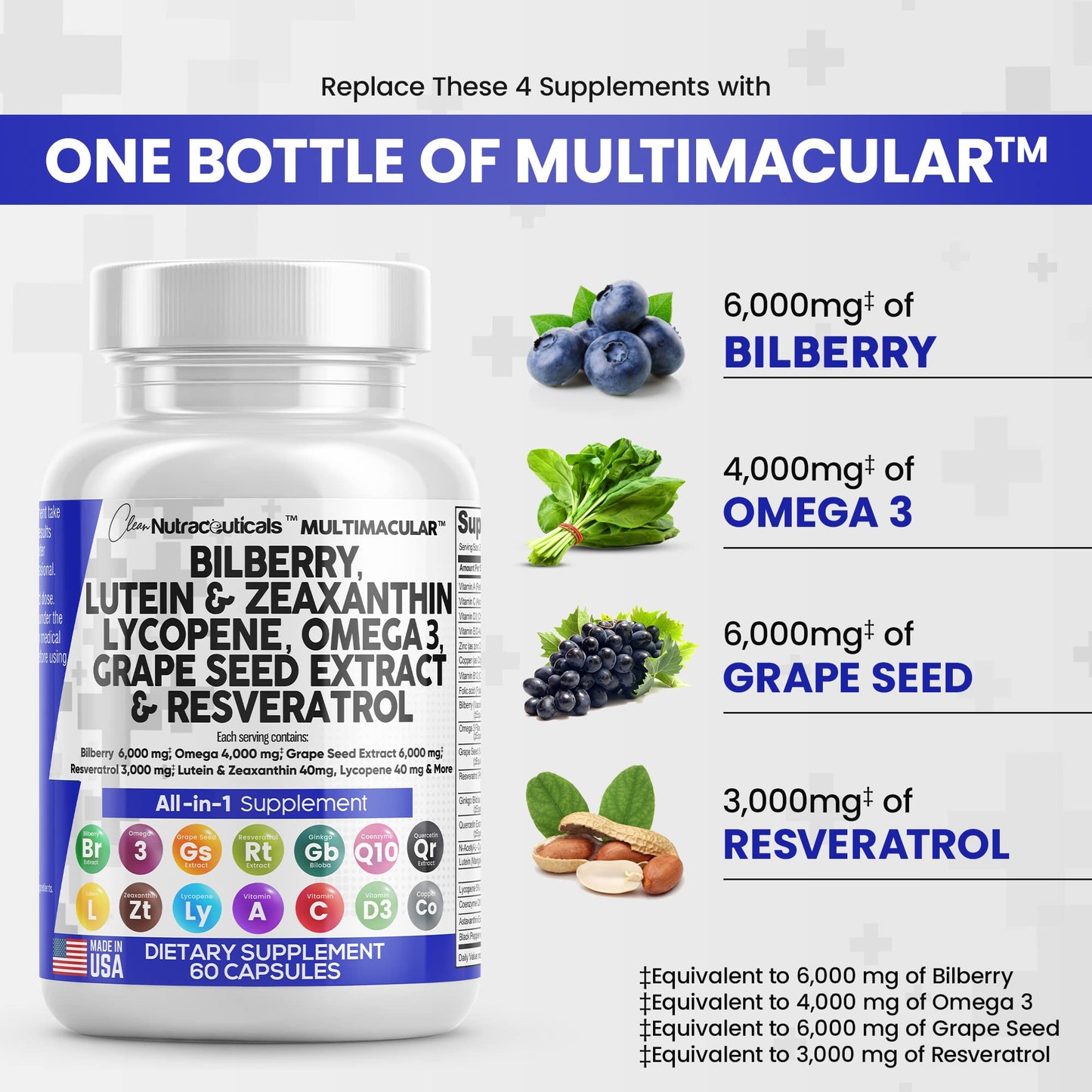 Eye Health Vitamins with Bilberry 6000mg Lutein & Zeaxanthin 40mg Lyco Clean NutraceuticalsUS supplements