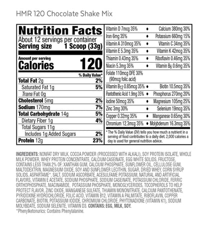 HMR 120 "Classic" Shake Meal Replacement Powder | Chocolate Shake Mix to Support Healthy HMRUS supplements
