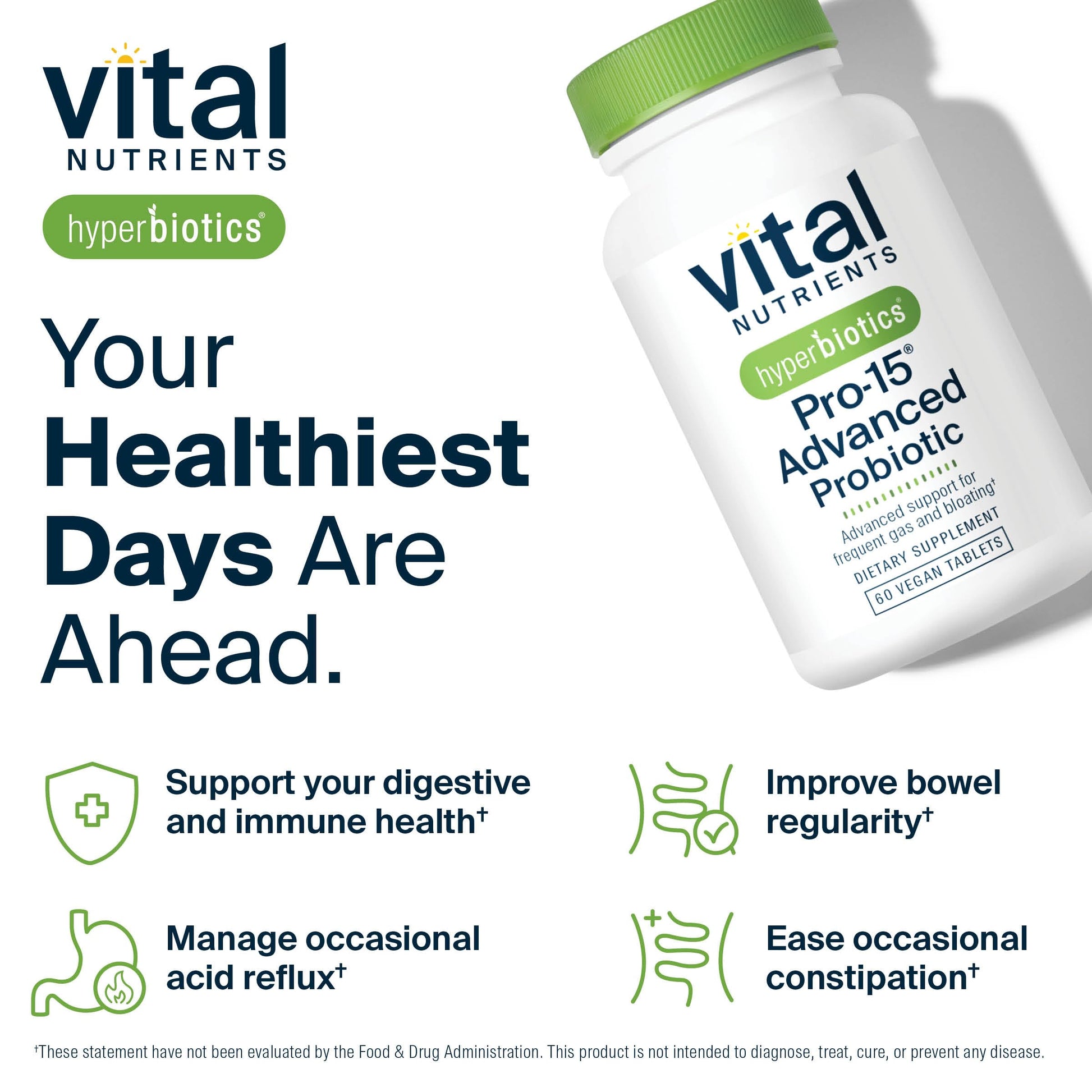 Hyperbiotics Vital Nutrients Pro-15 Advanced Probiotics for Women and Men | 15 Strains + Kiwifruit | Clinically Studied Daily Probiotics for Digestive Health, Gas, & Bloating | 60 Vegan Tablets HyperbioticsAu supplements