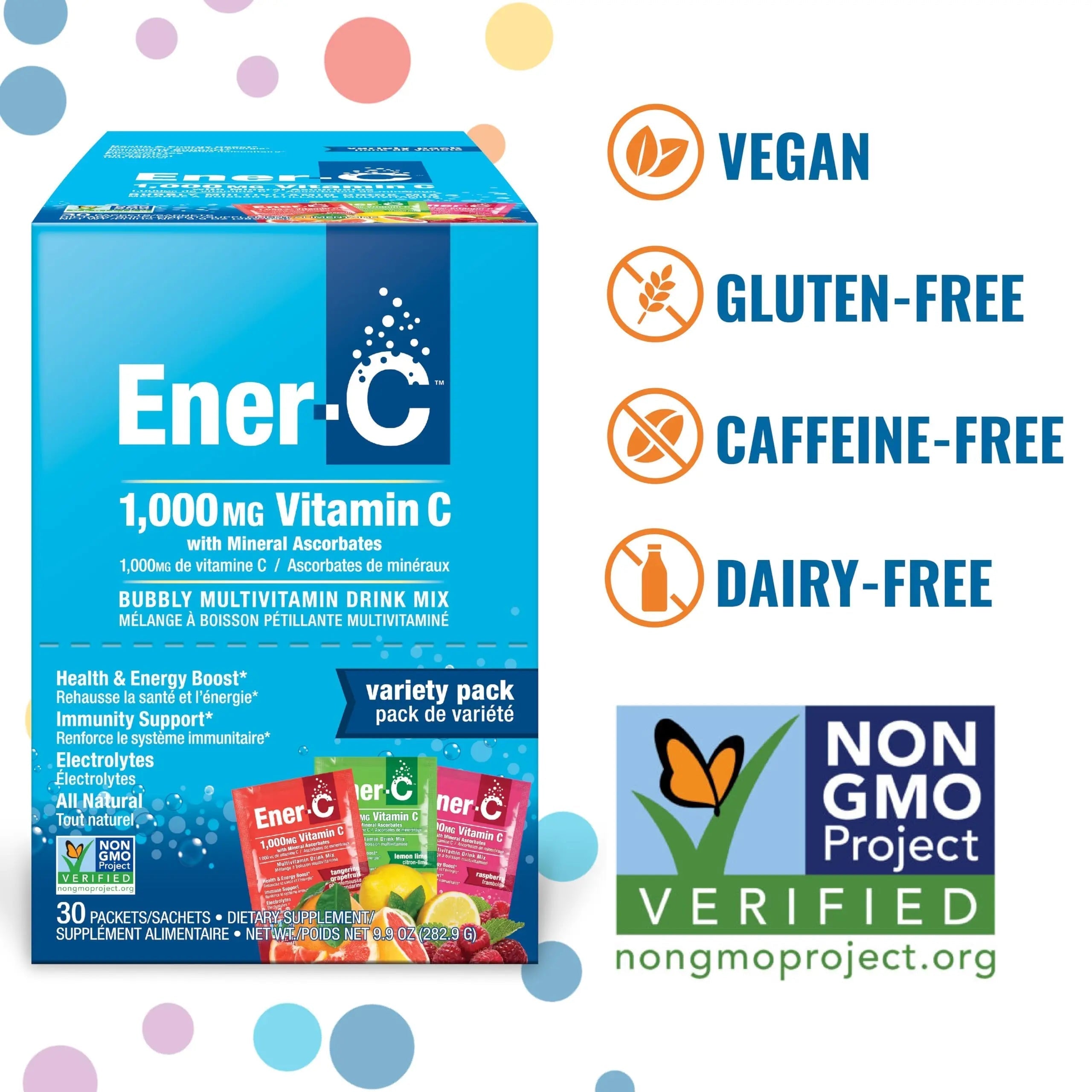 Ener-C Variety Pack Multivitamin Drink Mix Powder Vitamin C 1000mg & Electrolytes with Real Fruit Juice Natural Energy & Immune Support for Women & Men Ener-CAu supplements