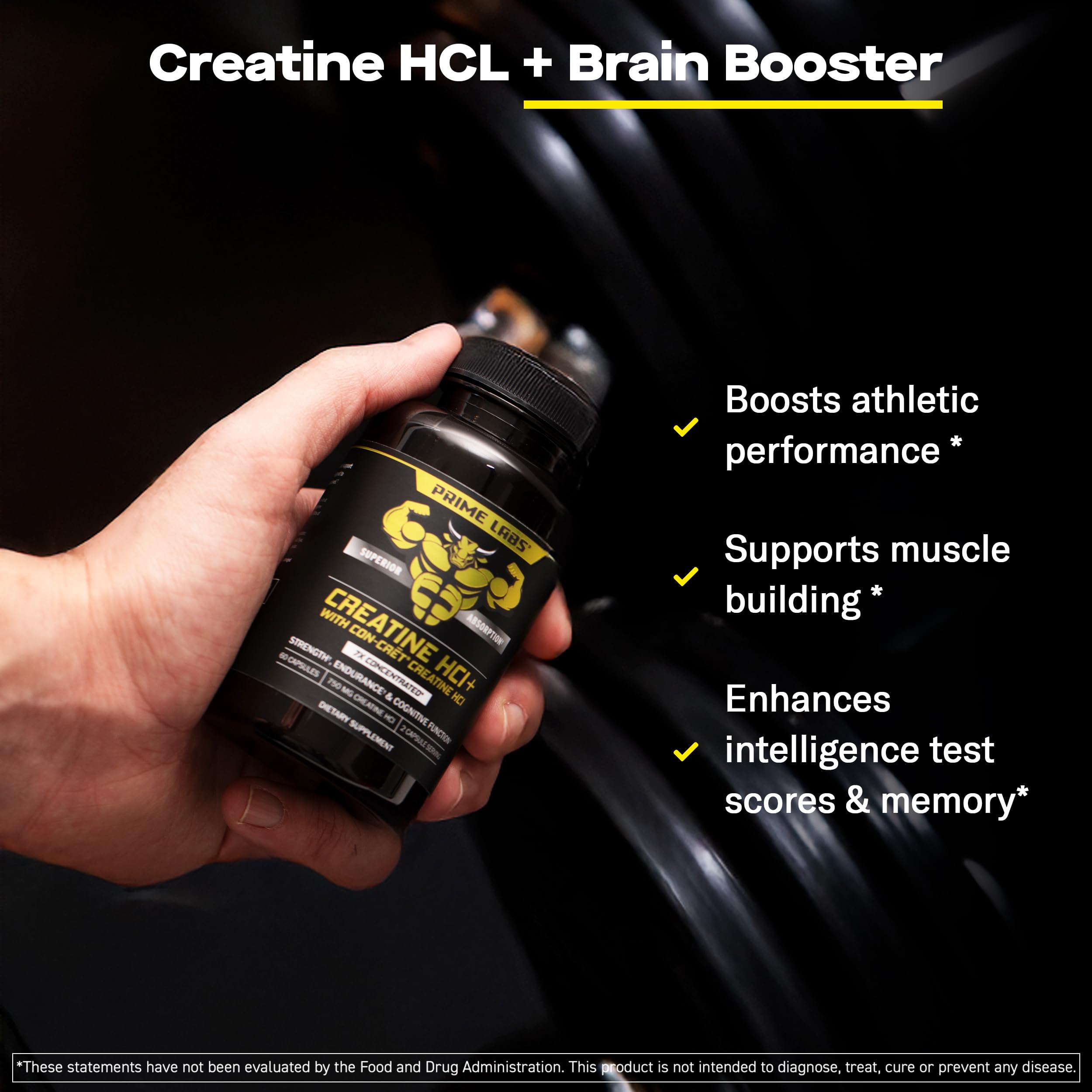 Prime Labs Creatine HCl Capsules - with CON-CRĒT®, Rhodiola Root Extract, & L-Theanine - Muscle Support, Endurance, Cognitive Function - for Men & Women - 60 Pills Prime LabsAu supplements