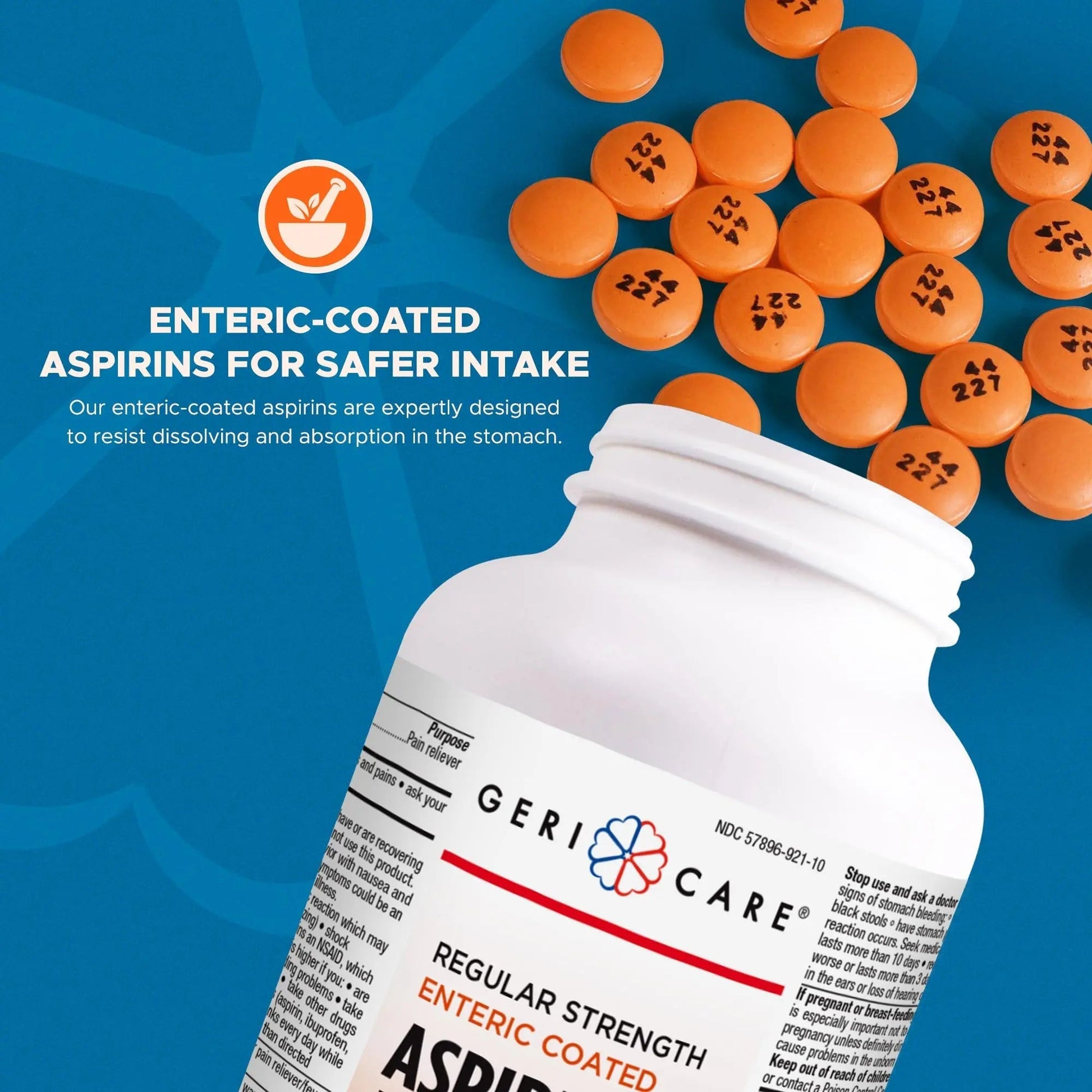 GeriCare Enteric Coated Aspirin Tablets 325mg (1000 Count) NSAID Pain Reliever & Fever Reducer for Adults- Regular Strength Aspirin for Headache Arthritis Menstrual & Muscle Pain GeriCareAu supplements