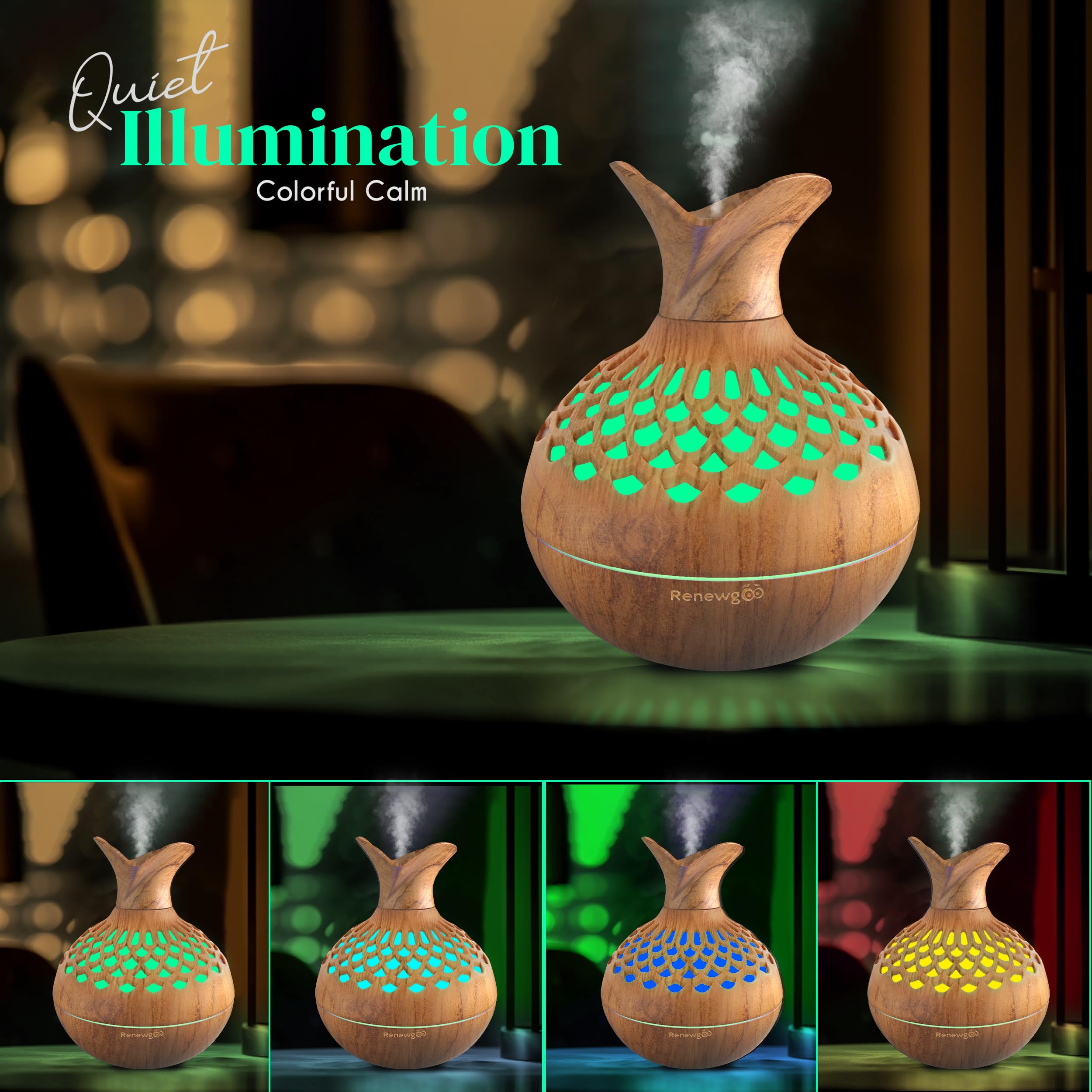 Aroma Diffuser for Essential Oils, Ultrasonic Aromatherapy Flower Oil Diffuser, Modern Cool Mist RenewgooAu supplements