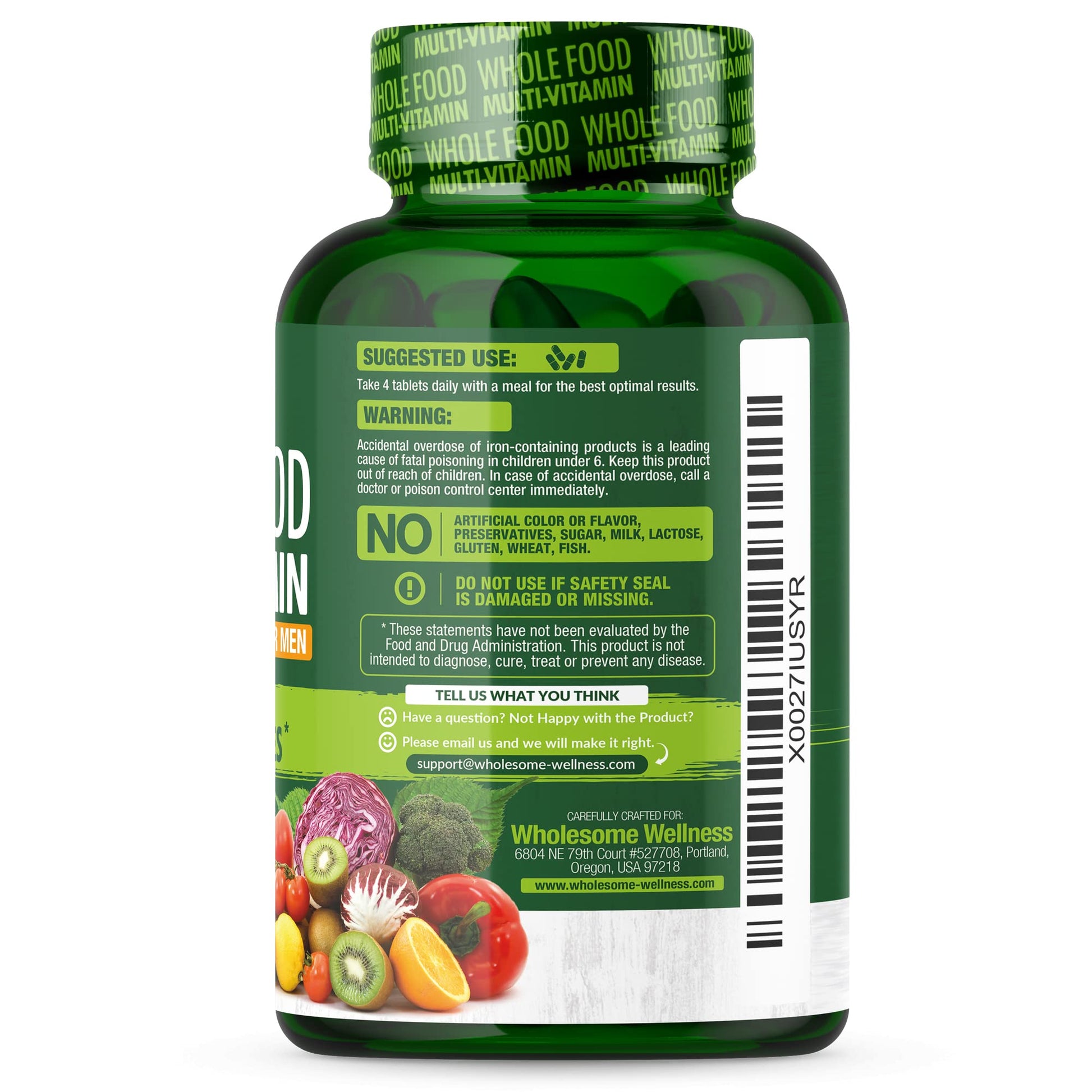 Whole Food Multivitamin for Men - Natural Multi Vitamins, Minerals, Organic Extracts Wholesome WellnessAu supplements