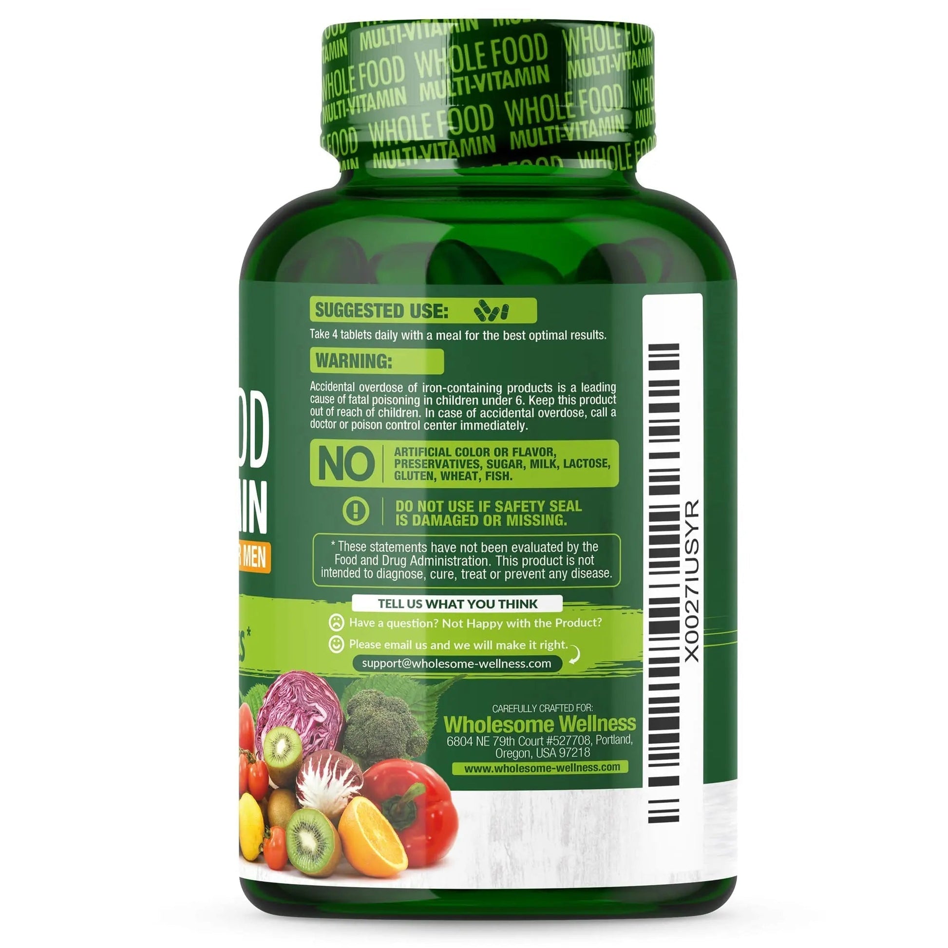 Wholesome Wellness Whole Food Multivitamin for Men - Natural Multi Vitamins, Minerals, Organic Extracts - Vegan Vegetarian - 120 Tablets Wholesome WellnessAu supplements