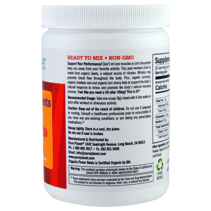 Pure Planet Organic Power Beets Preworkout Berry Burst 160 g PURE PLANETUS supplements
