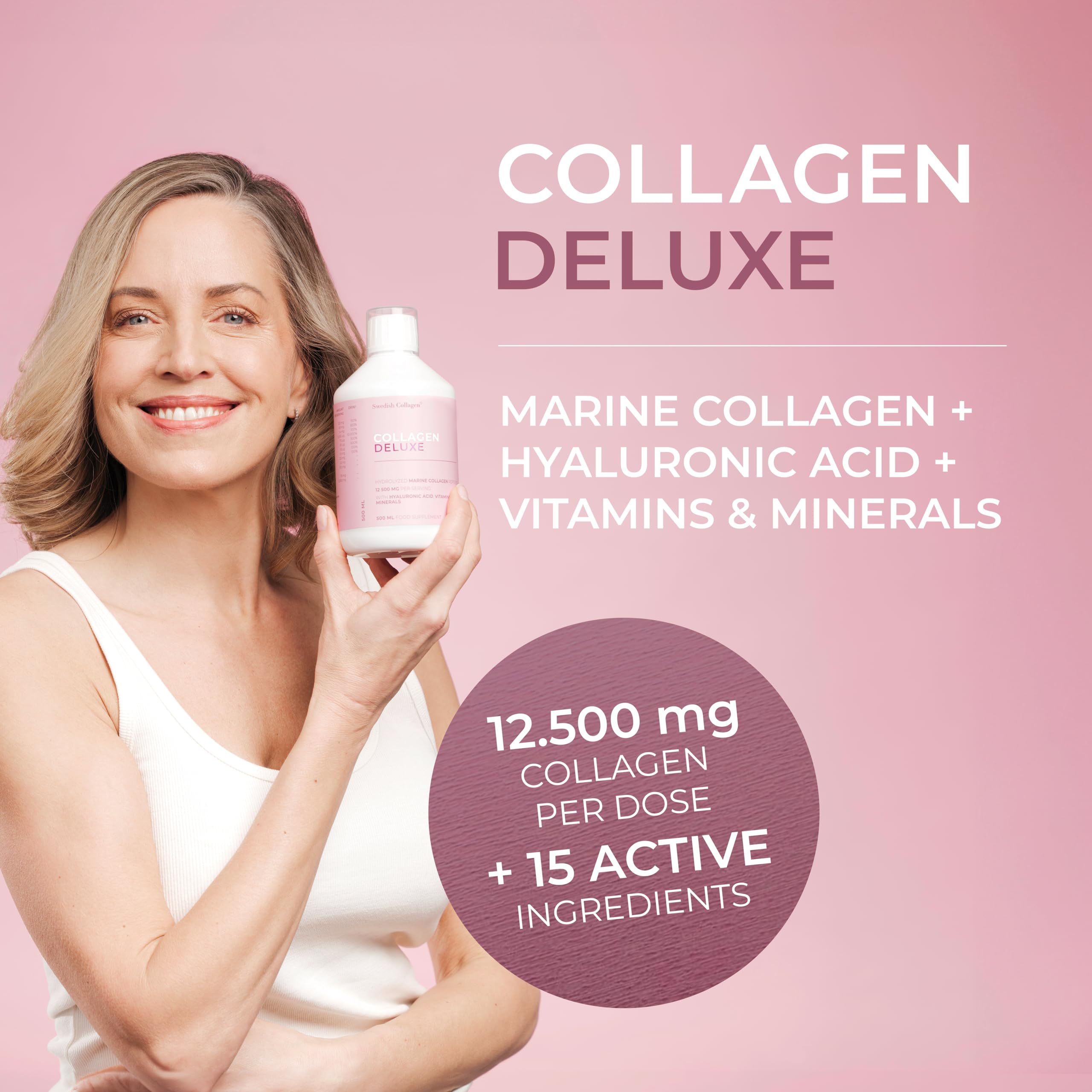 Swedish Collagen - 12500mg Collagen Deluxe 500ml I Hydrolyzed Marine Collagen Peptides (Type I & III) Swedish CollagenAu supplements