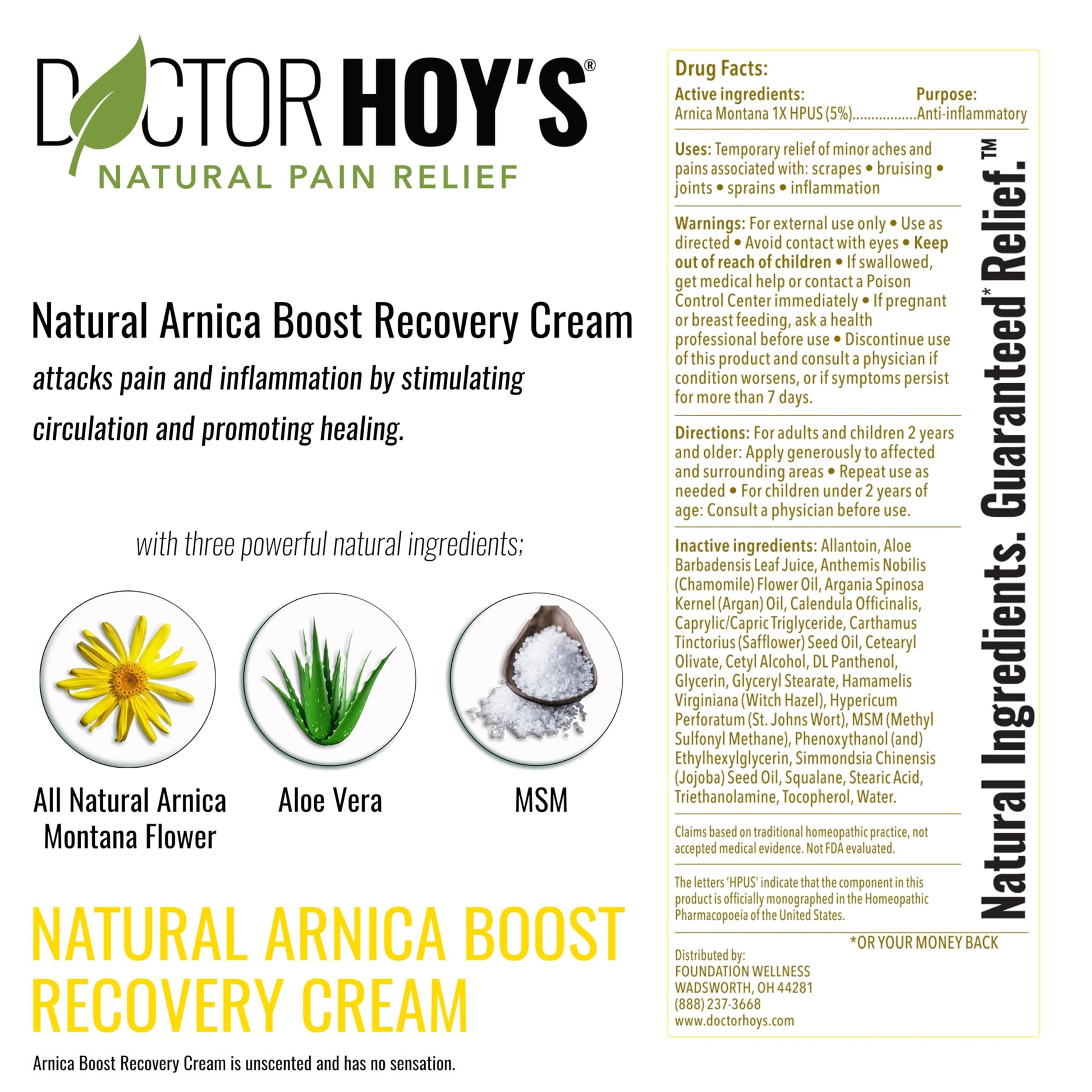 DOCTOR HOY'S Natural Arnica Boost Recovery Cream, Bruise and Muscle Pain Relief Cream, Topical Homeopathic Formula with Arnica Montana for Rapid Bruise Relief (6 Fl Oz) DOCTOR HOY'SAu supplements