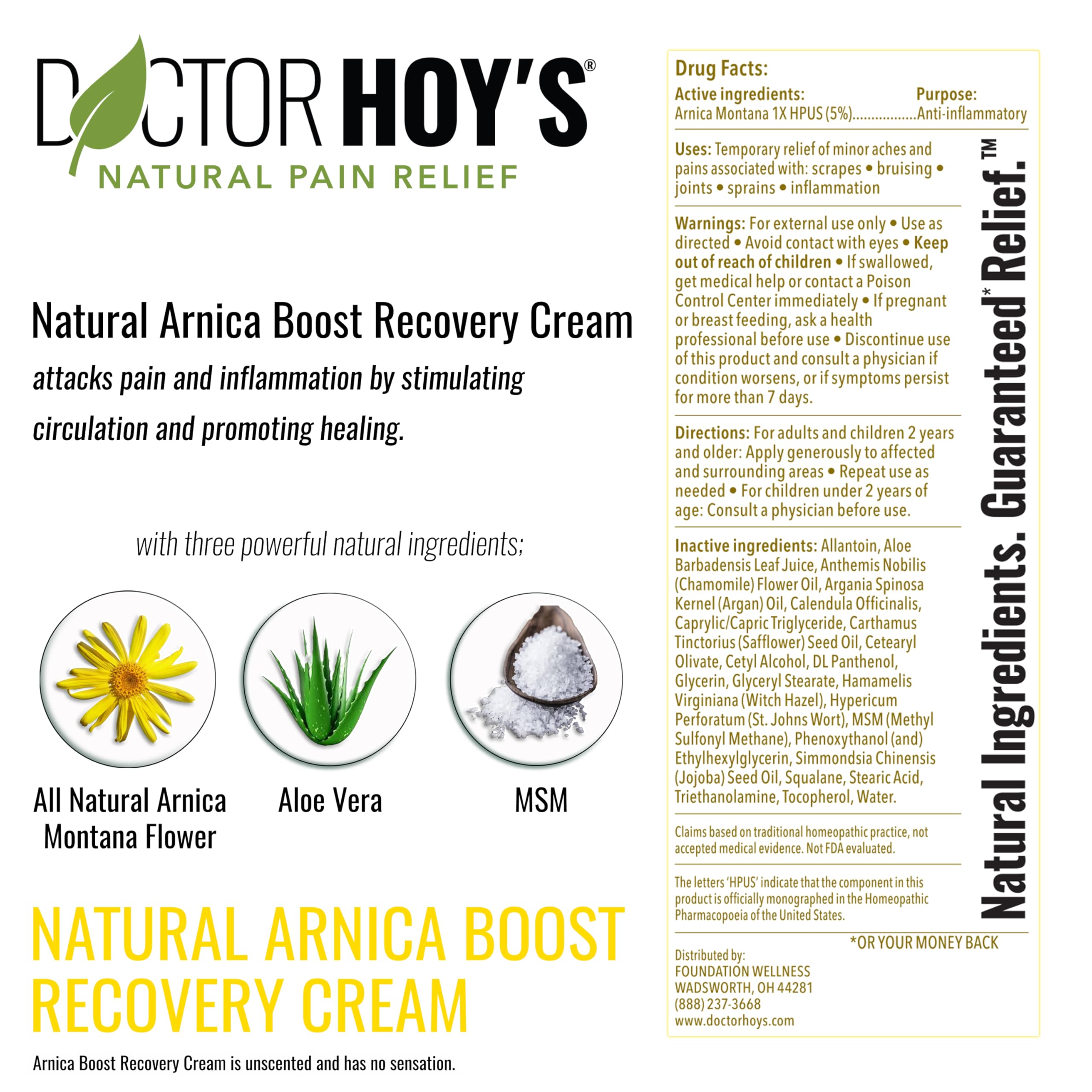 DOCTOR HOY'S Natural Arnica Boost Recovery Cream, Bruise and Muscle Pain Relief Cream, Topical Homeopathic Formula with Arnica Montana for Rapid Bruise Relief (6 Fl Oz) DOCTOR HOY'SAu supplements