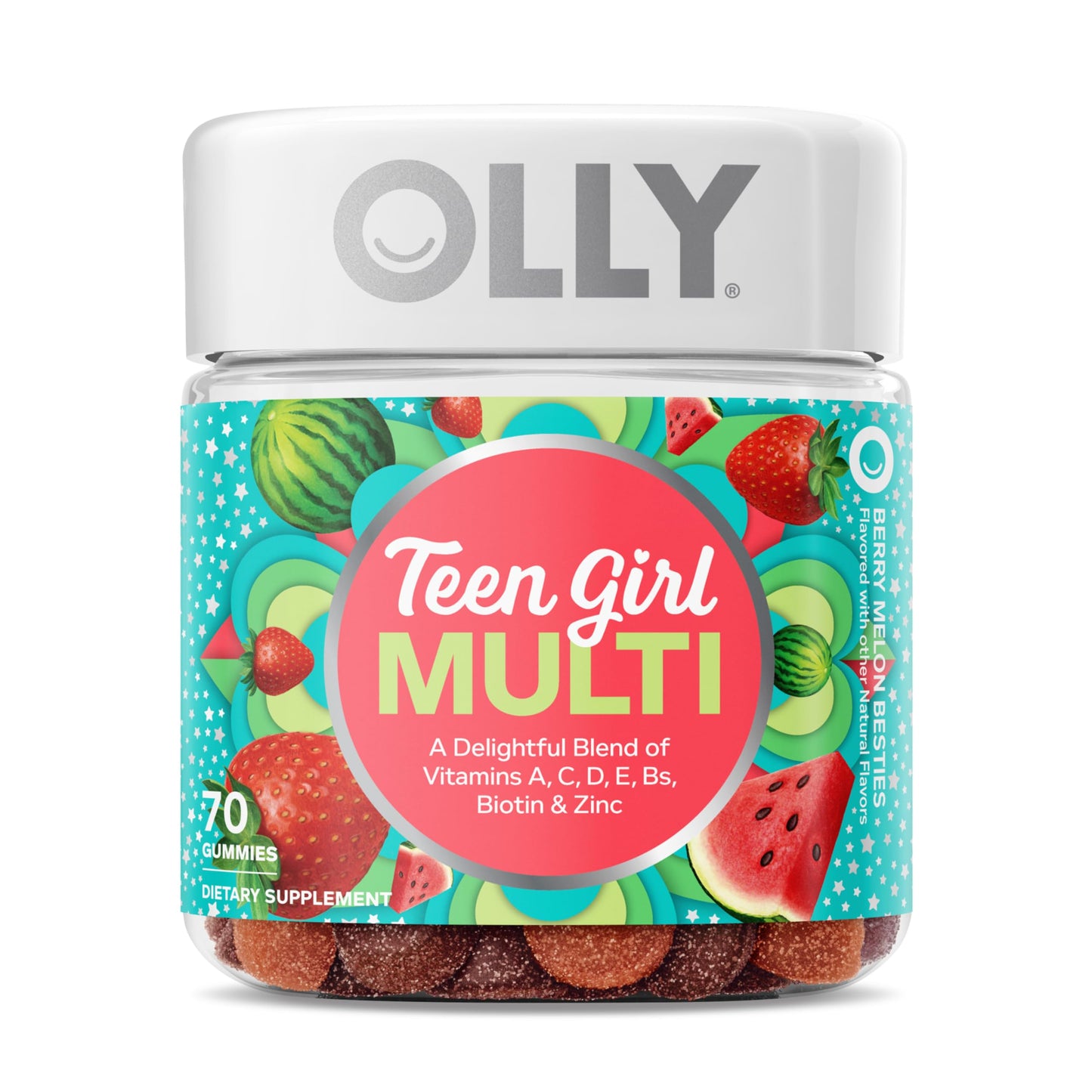Olly Teen Girl Multi Gummy, Healthy Skin and Immune Support, 15 Essential Vitamins, Biotin, Zinc, Calcium, Chewable Multivitamin OLLYUS supplements