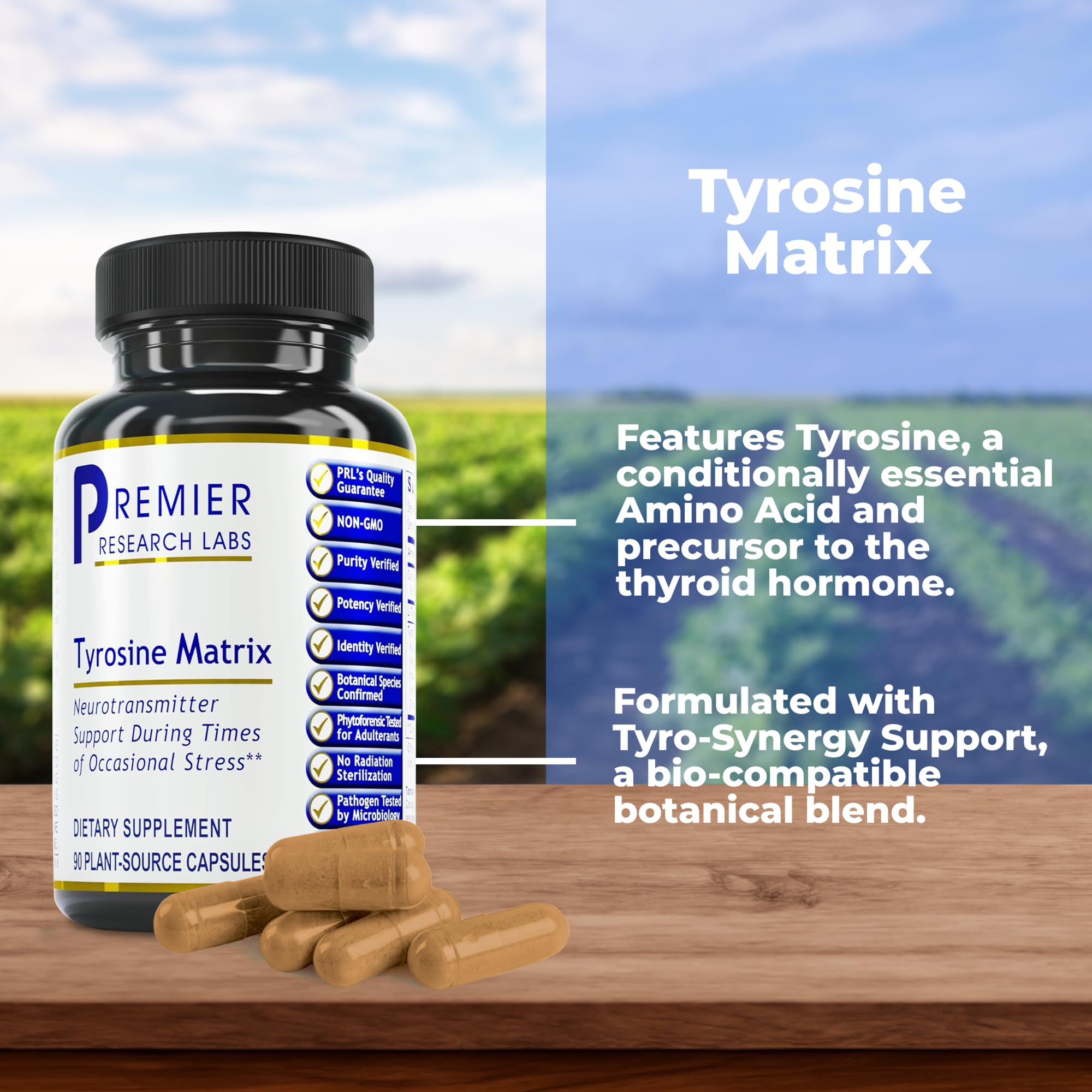 Premier Research Labs Tyrosine Matrix - L Tyrosine Supplement, L-tyrosine 944mg Capsules for Adults, Amino Acid Pills with Red Algae & Rhodiola Rosea - 90 Vegetarian Capsules Premier Research LabsAu supplements