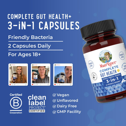 MARYRUTH'S Complete Gut Health+ Capsules | 5 Probiotic Blend | Butyrate | Corebiome® | Vegan Gut Support | Support Gastrointestinal Health & Microbiome MARYRUTH'SUS supplements