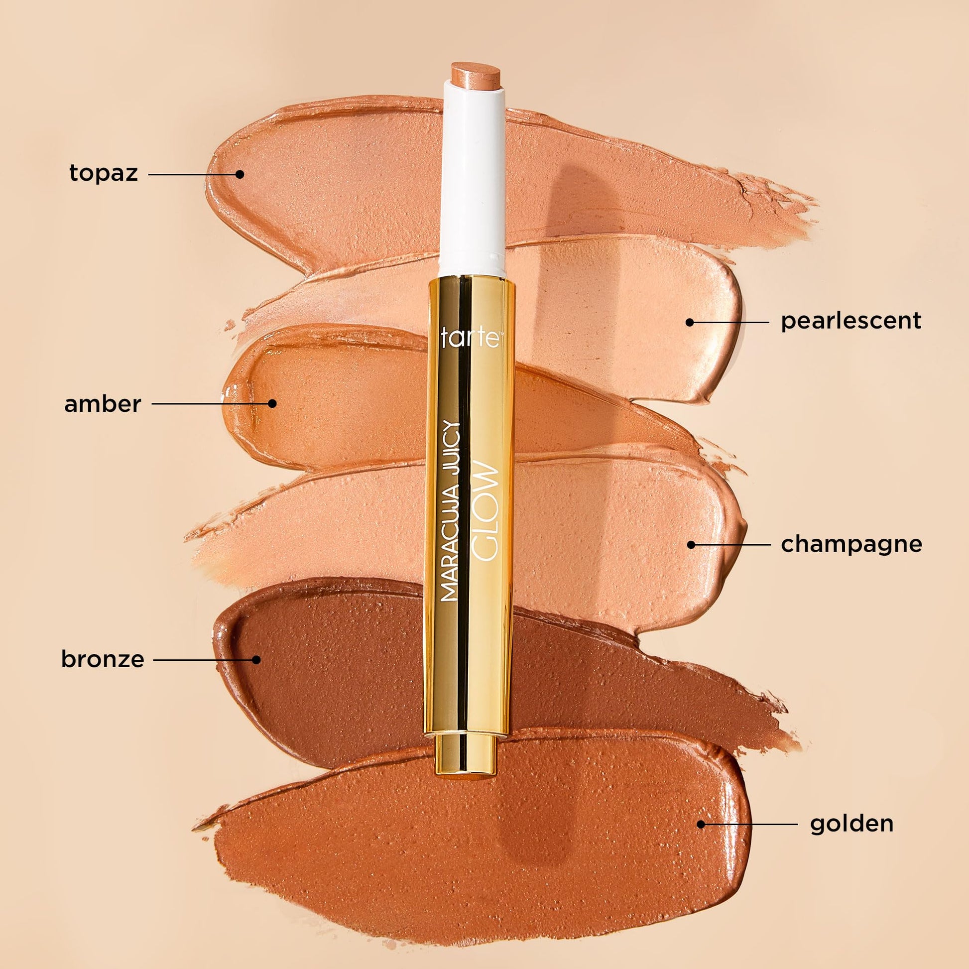 tarte maracuja juicy glow highlight – Highlighter with Vitamin E to Hydrate, Blur appearance for a Smooth Buildable & Luminous Radiant Finish, Vegan & Cruelty-Free, full size, champagne glow tarteAu supplements