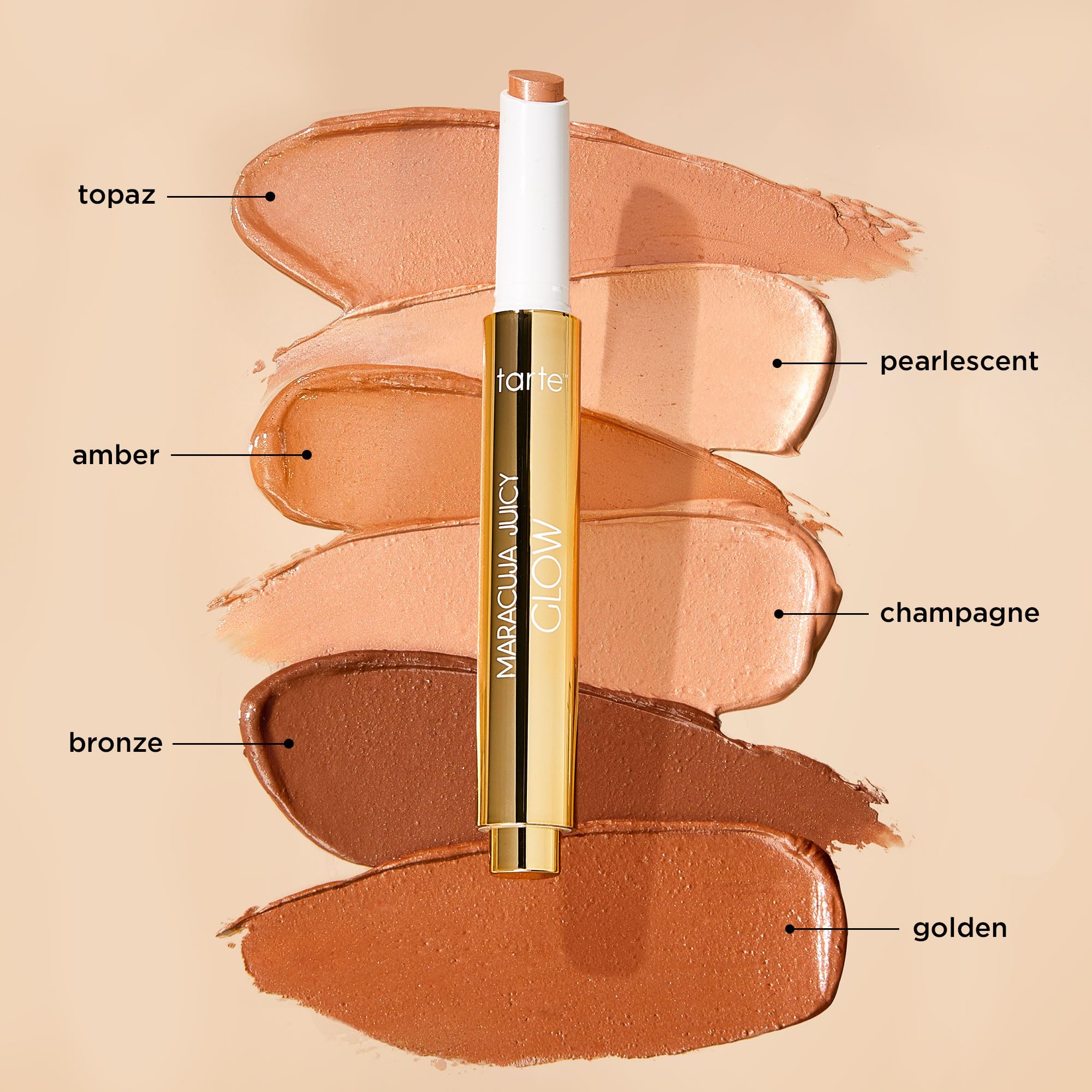 tarte maracuja juicy glow highlight – Highlighter with Vitamin E to Hydrate, Blur appearance for a Smooth Buildable & Luminous Radiant Finish, Vegan & Cruelty-Free, full size, champagne glow tarteAu supplements