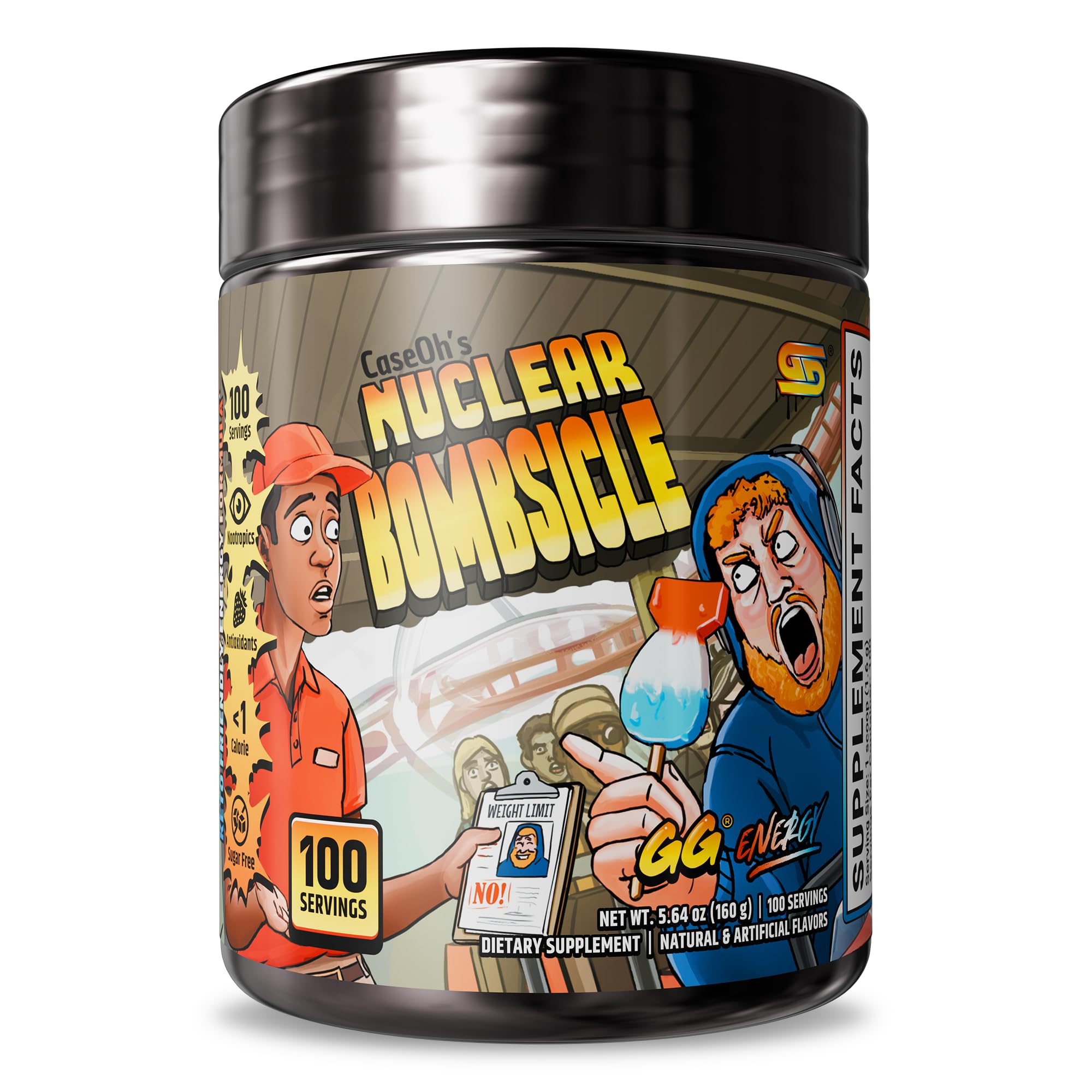 Gamer Supps GG Energy - CaseOh's Nuclear Bombsicle by CaseOh (100 Servings) - Keto Friendly Gaming Energy and Nootropic Blend, Sugar Free + Organic Caffeine + Vitamins + Immune Support, Powder Drink Gamer SuppsAu supplements