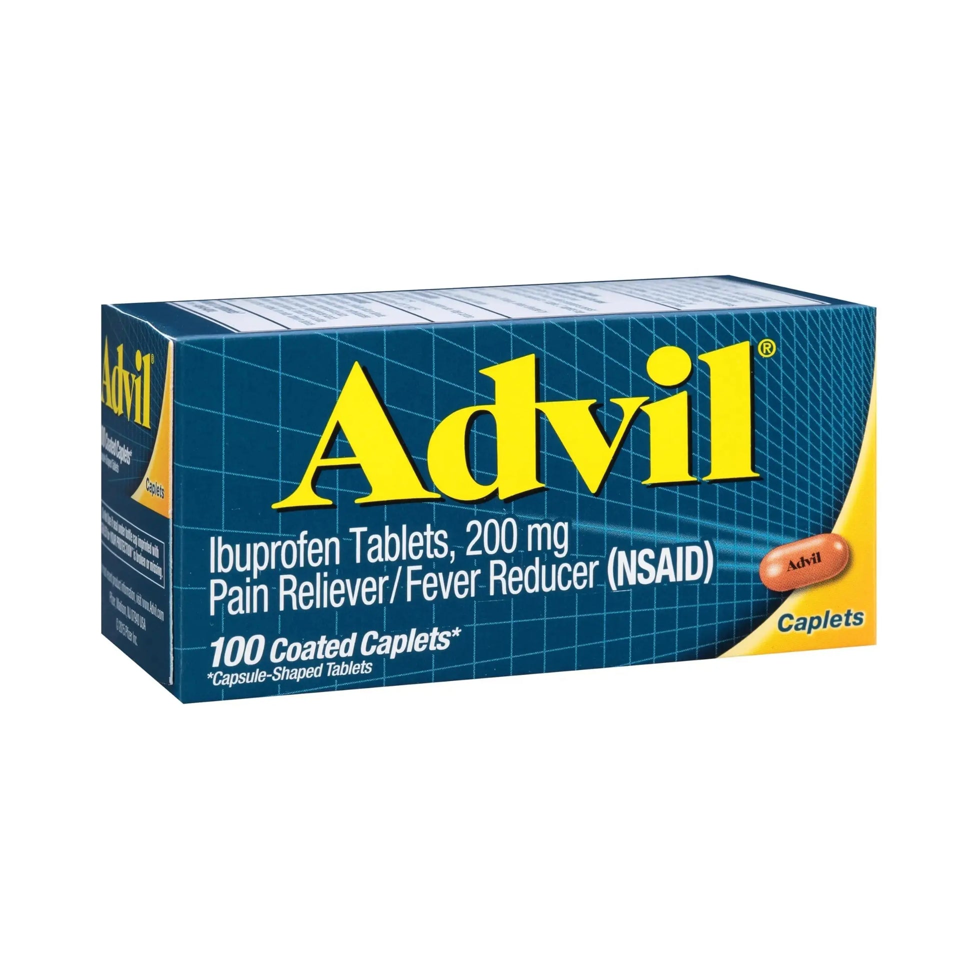 Advil Pain Reliever and Fever Reducer, Pain Relief Medicine with Ibuprofen 200mg for Headache, Backache, Menstrual Pain and Joint Pain Relief - 100 Coated Caplets AdvilAu supplements