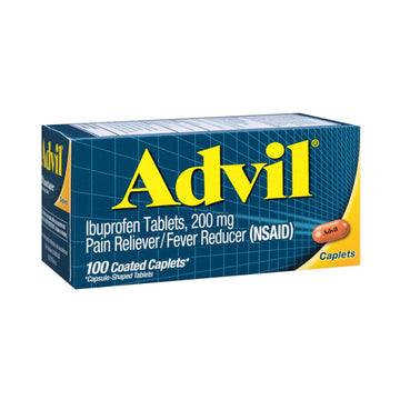 Advil Pain Reliever and Fever Reducer, Pain Relief Medicine with Ibuprofen 200mg for Headache, Backache, Menstrual Pain and Joint Pain Relief - 100 Coated Caplets AdvilAu supplements