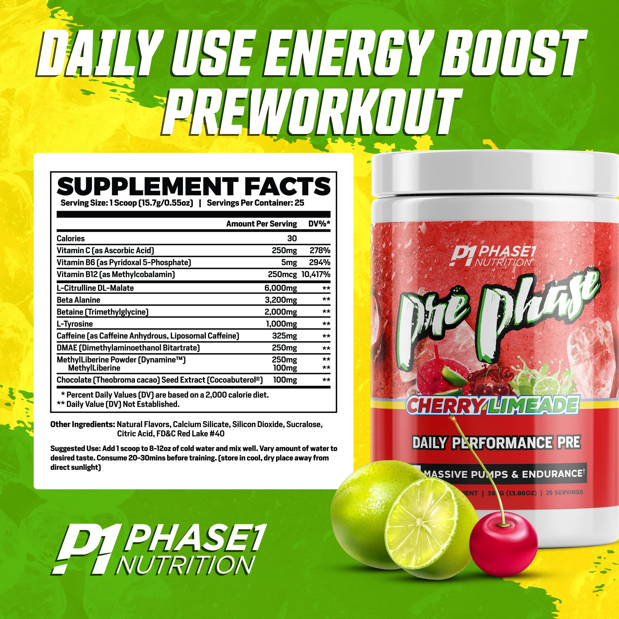 Pre Phase Daily Driver Preworkout - Phase 1 Nutrition (Cherry Limeade, 25 Servings) Phase One NutritionAu supplements