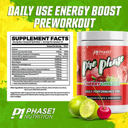 Pre Phase Daily Driver Preworkout - Phase 1 Nutrition (Cherry Limeade, 25 Servings) Phase One NutritionUS supplements