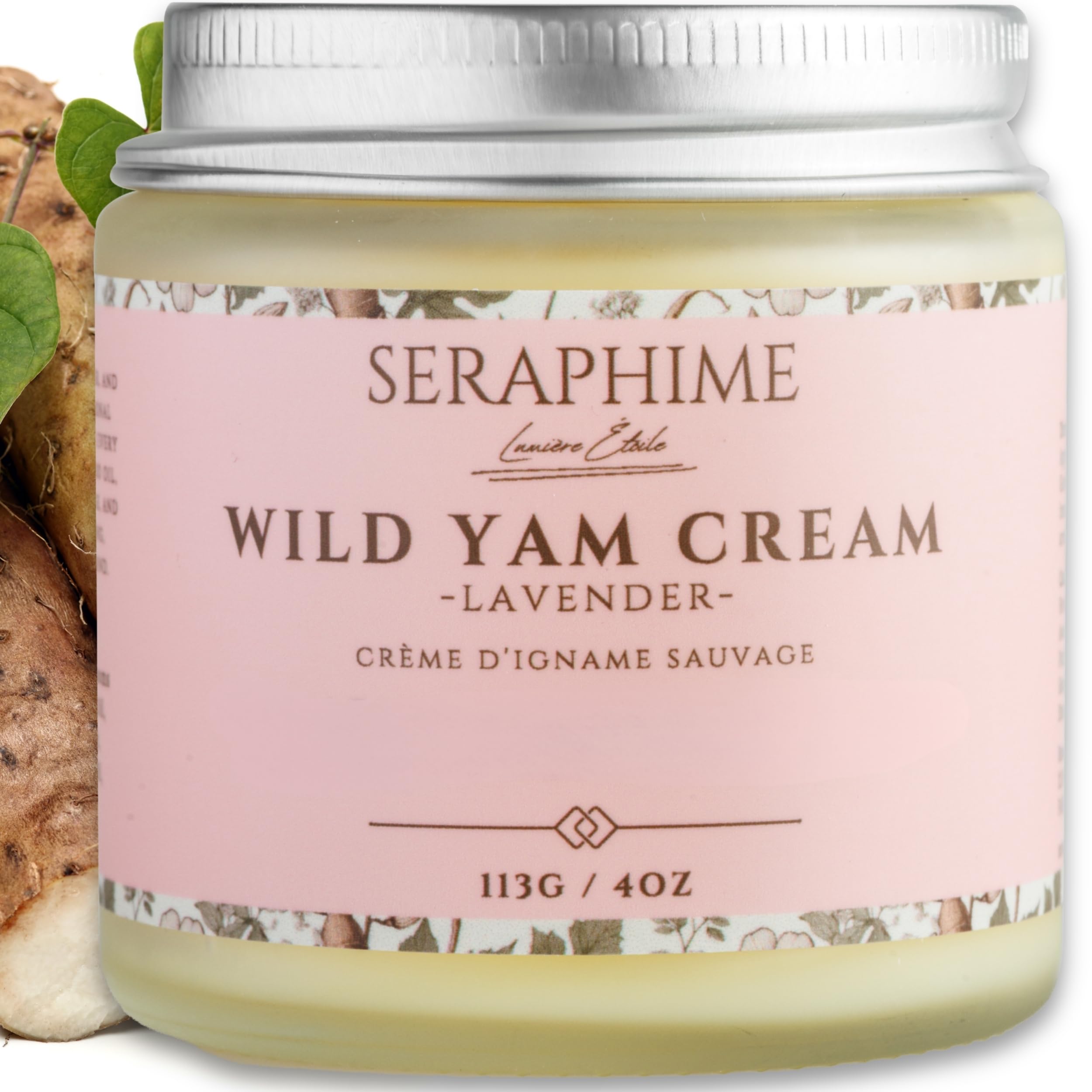 Seraphime Wild Yam Cream for Hormone Balance - Gift for Mom - Menopause and PMS Support for Women - Wild Yam Balancing Cream - Hot Flashes, Night Sweats, Mood Swings, Low Energy - Lavender 4oz SeraphimeAu supplements