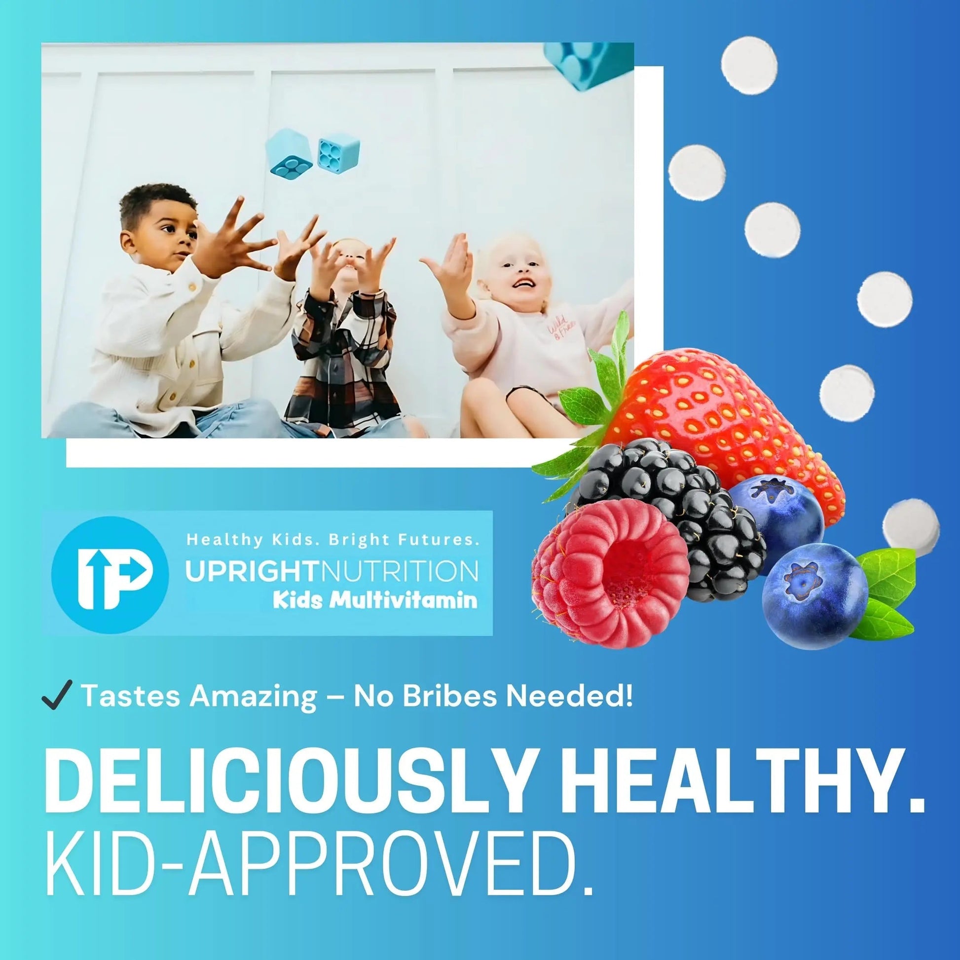 Upright Nutrition Children's Multivitamin | 30 Day Supply | Chewable, Sugar-Free | 17+ Essential Vitamins & Minerals with 50mg of Fruits & Veggies Upright NutritionAu supplements