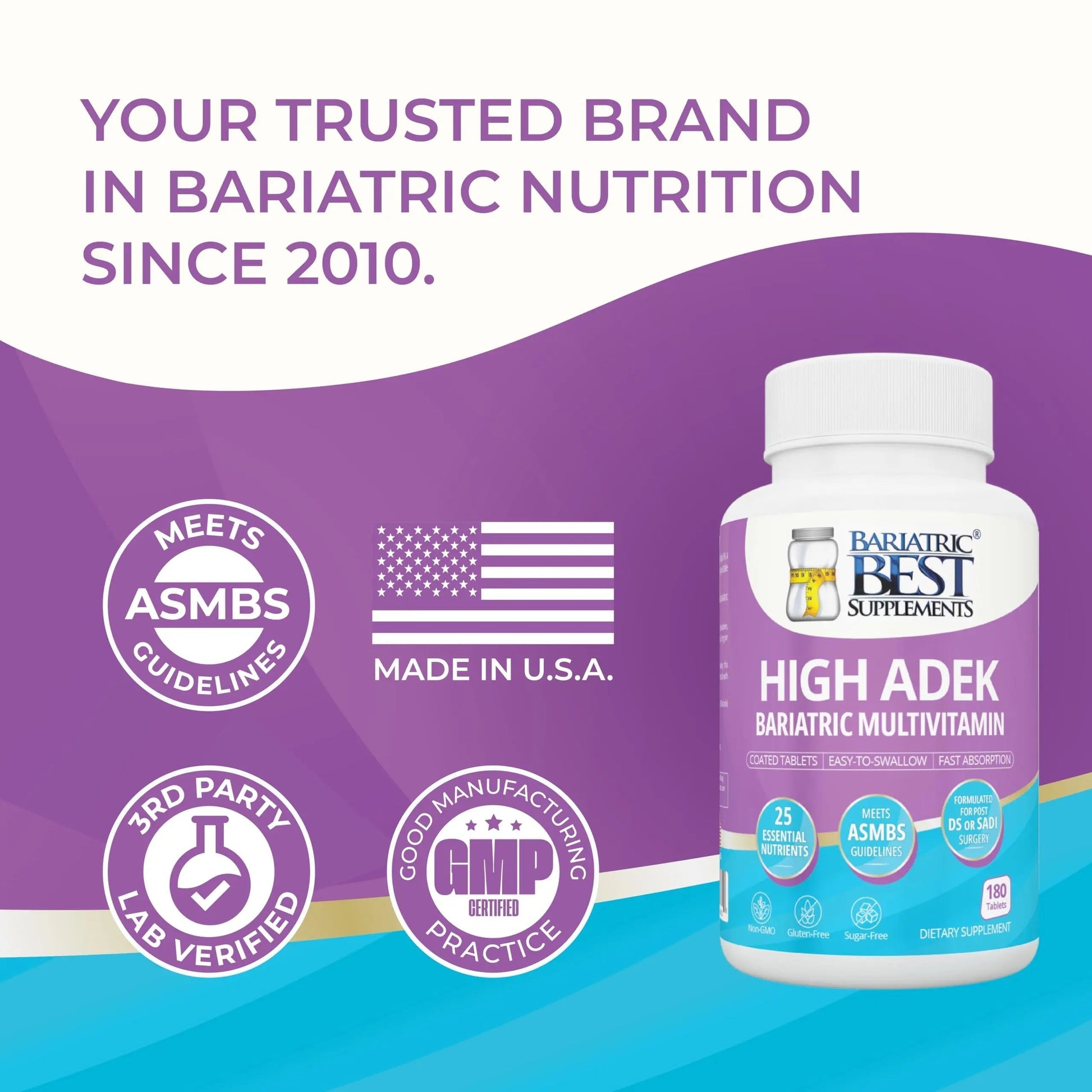 High A D E K Bariatric Multivitamin for Post DS/SADI Surgery, 25 Essential Nutrients for Post-Weight Loss Surgery, 180 Tablets Bariatric Best SupplementsAu supplements