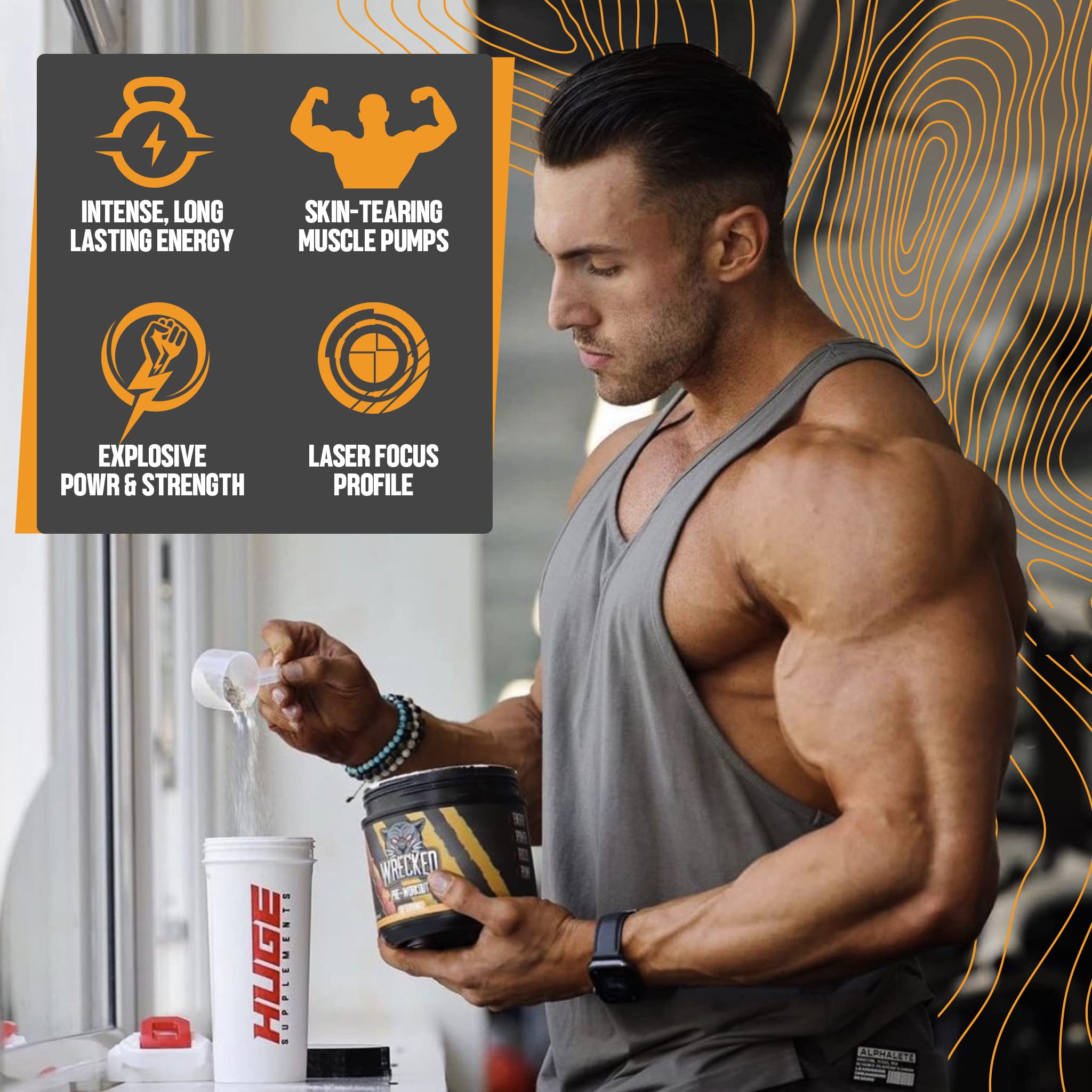 Huge Supplements Wrecked Pre-Workout Powder, 30G+ Ingredients Per Serving to Boost Huge SupplementsAu supplements