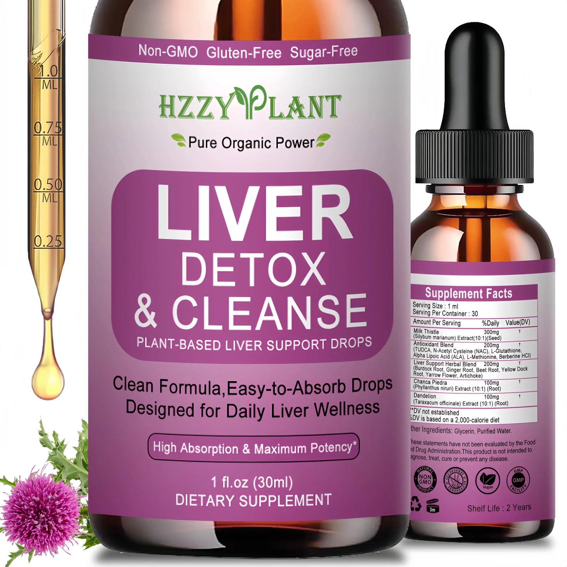 Liver Cleanse Detox & Repair Drops - Liquid Liver Support Tincture with Milk Thistle, Dandelion, Artichoke, TUDCA, NAC, Chanca Piedra - 15-in-1 Advanced Liver Detox Health Supplement - Vegan, Non-GMO HZZYPLANTnz supplements