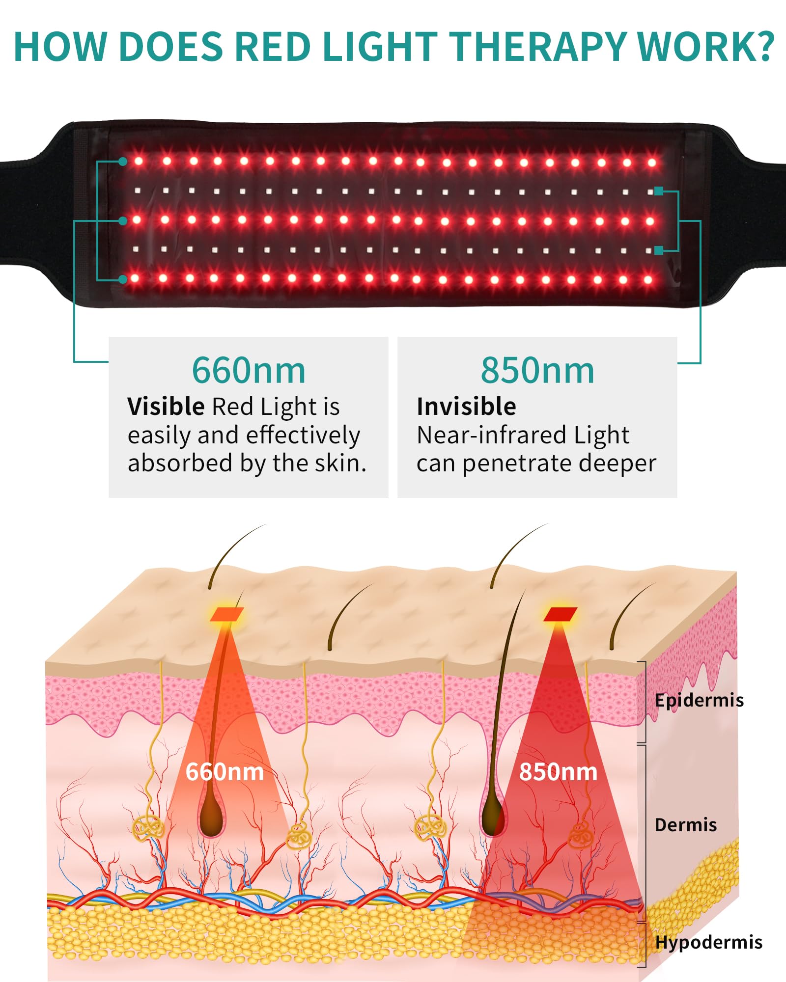 Nekteck Red Light Therapy Belt for Body, Wireless Near-Infrared Light Pad for Pain Relief, Inflammation NekteckAu supplements