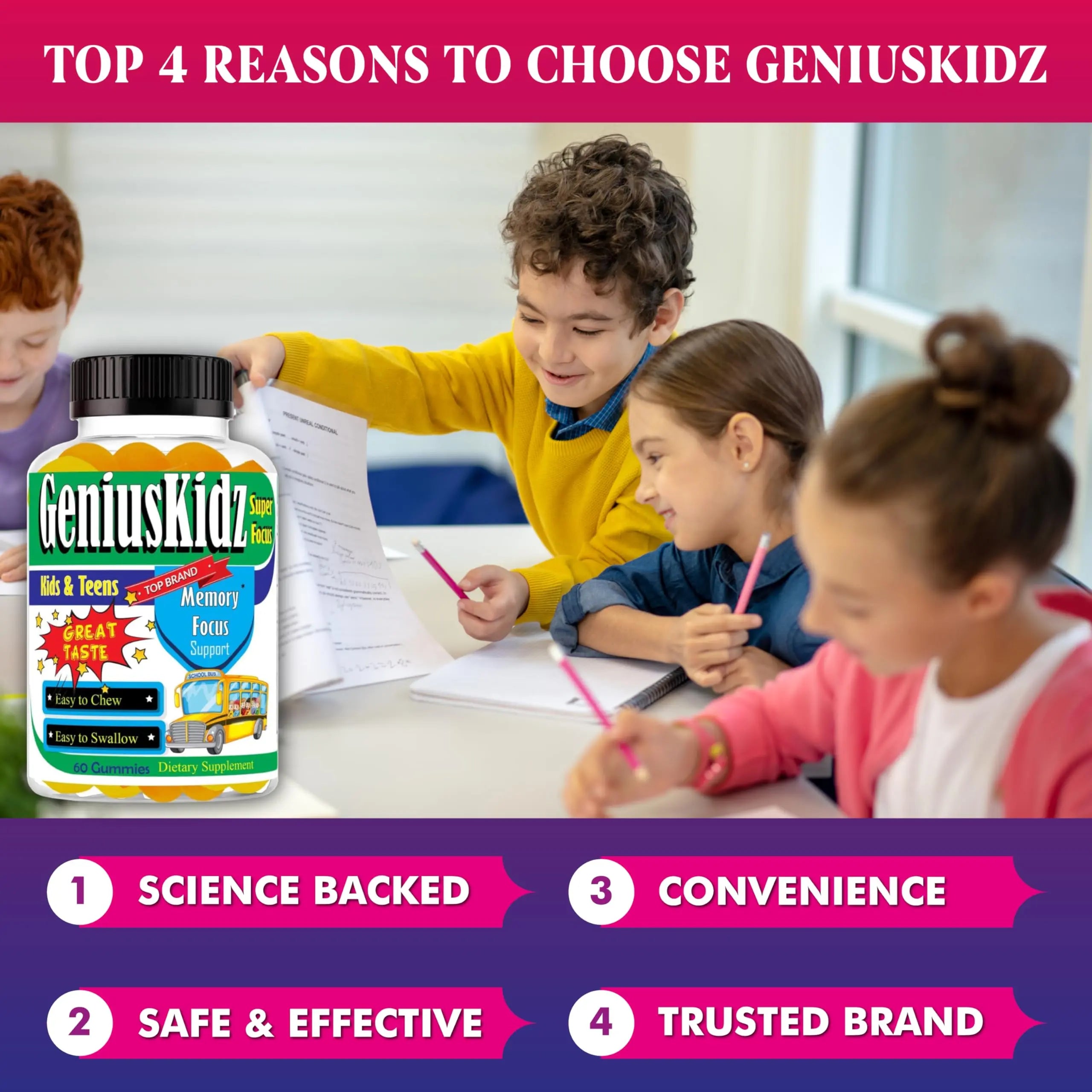 Celebrity Lifestyle Product Brain Support Focus Supplement for Kid and Teens Omega 3 Gummy Vitamin Memory and Attention, Brain Booster, Kid Focus Attention Supplement(1 Bottle) DHA 60ct Celebrity LifeStyle ProductAu supplements