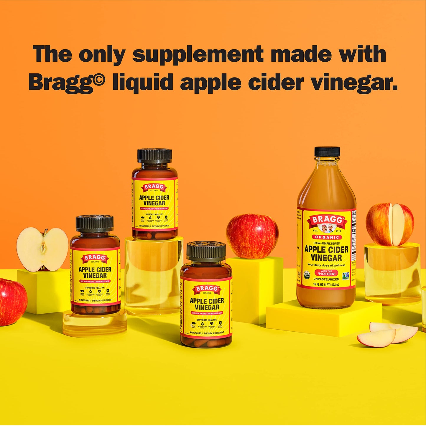 Bragg Apple Cider Vinegar Capsules - Vitamin D3 & Zinc - 750mg of Acetic Acid – Immune BraggUS supplements