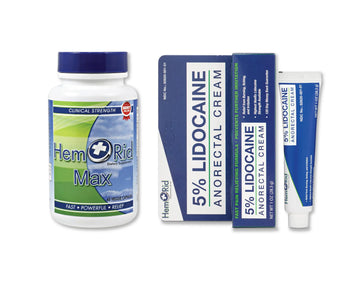 HemRid Max and Maximum Strength Lidocaine Cream - Hemorrhoid Relief Bundle for Fast Internal & External Support - Hemorrhoid Pills & Hemorrhoidal Lidocaine Cream for Rapid Comfort & Soothing Care HemRidAu supplements