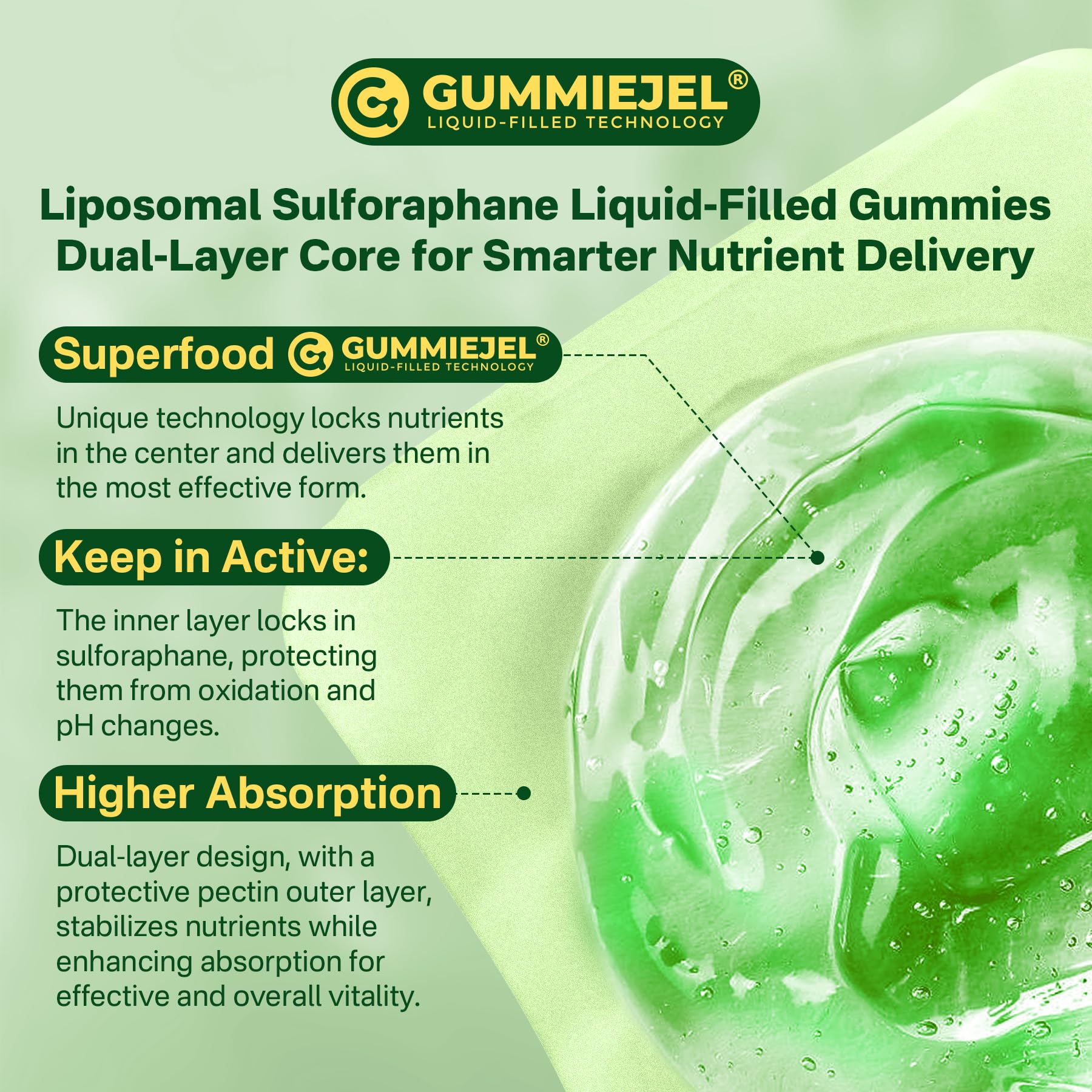 Liposomal Sulforaphane Supplement 150mg, from Broccoli Seed Extract w/Myrosinase, Quercetin, Glutathione, Sulforaphane Supplement Gummies for Antioxidants Detox Cellular Brain Health, Chewable 60Cts LILICAREAu supplements